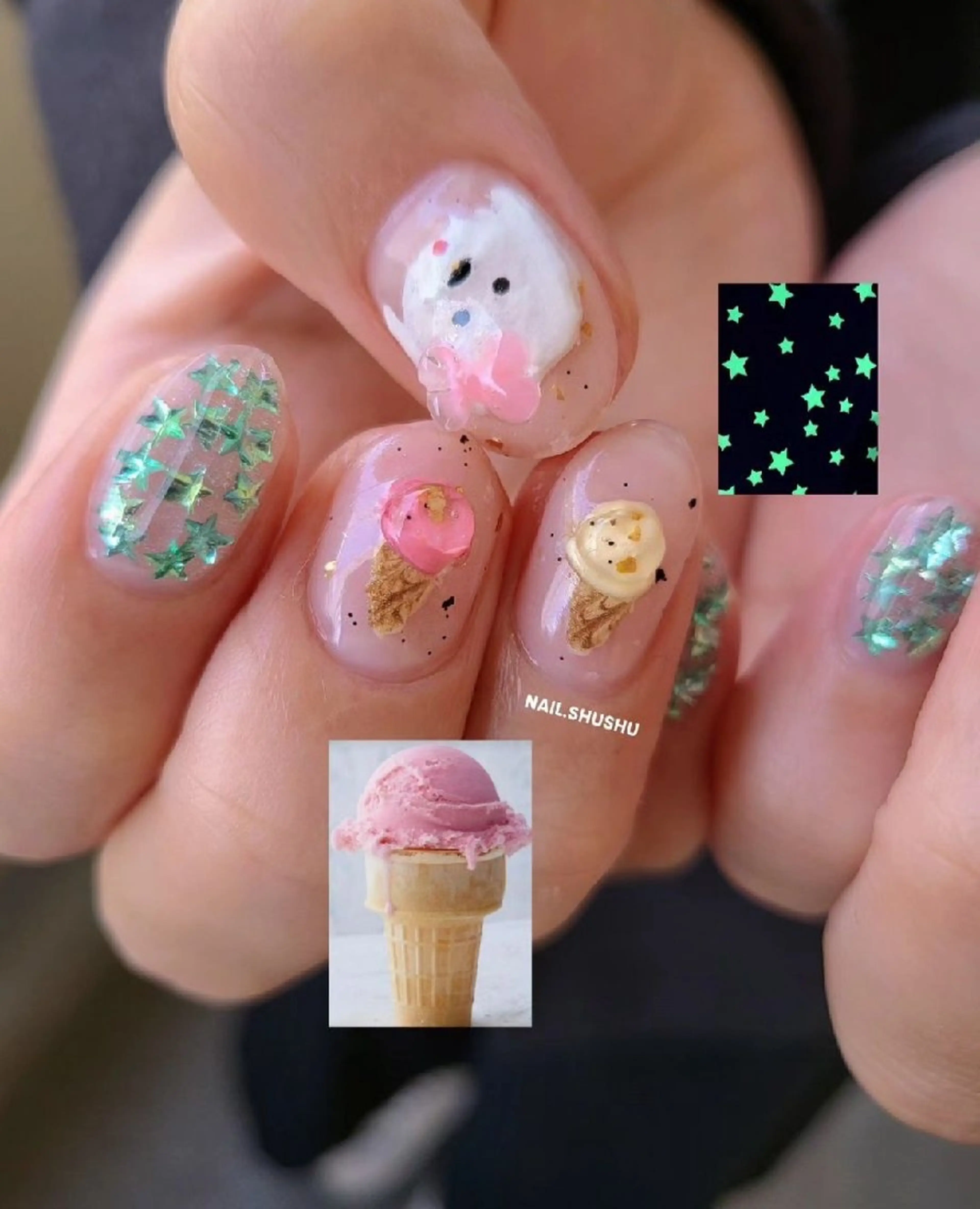 ネイル ハンドネイル 3dパーツ/流行り 👧shushu❤️のネイルデザイン