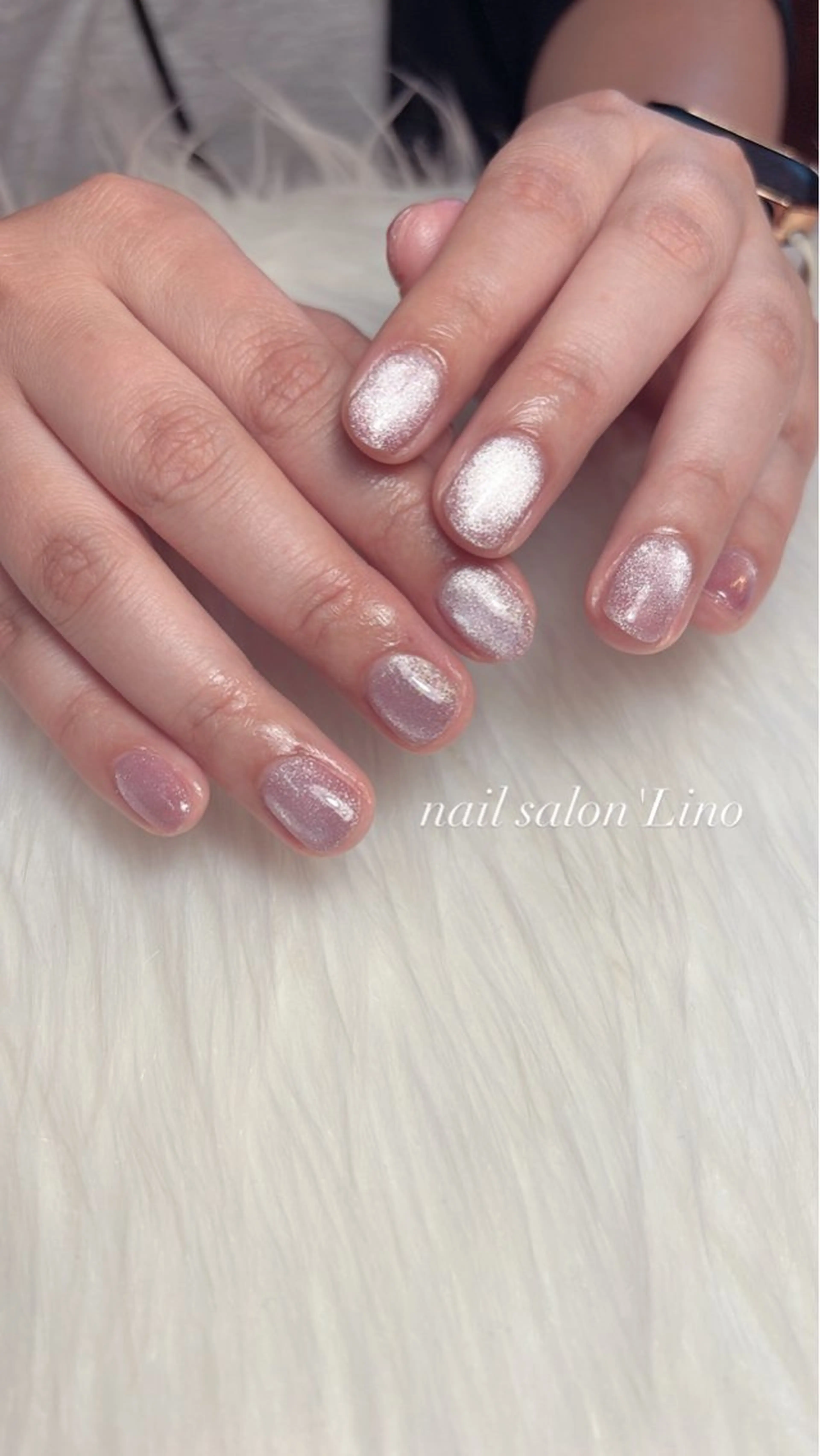 ネイル マグネットネイル ピンク 春ネイル ハンドネイル Lino𓂃⟡.· Chizuruのネイルデザイン