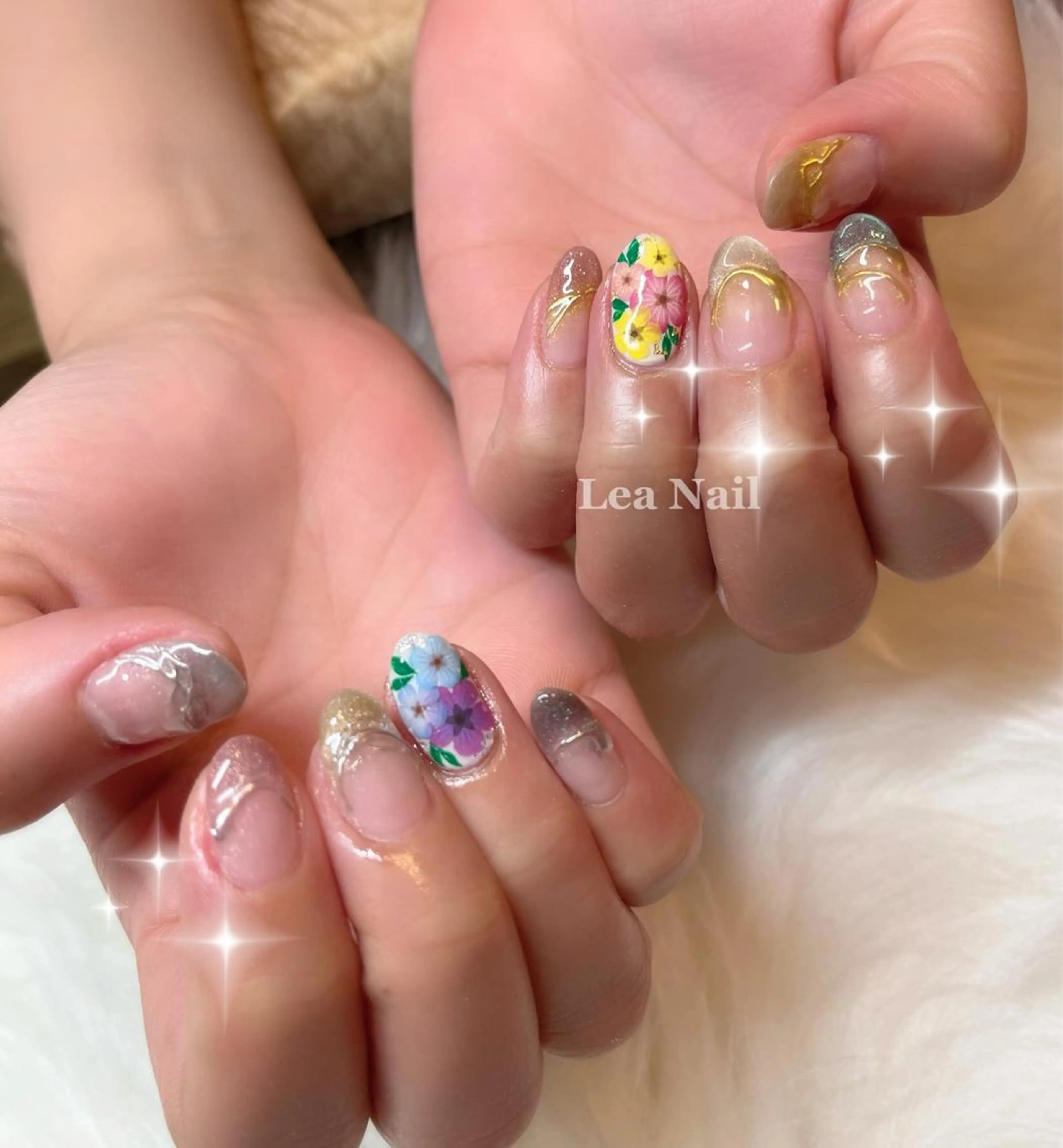 ネイル フレンチネイル マグネットネイル マグネットフレンチ ミラーネイル Lea Nailのネイルデザイン