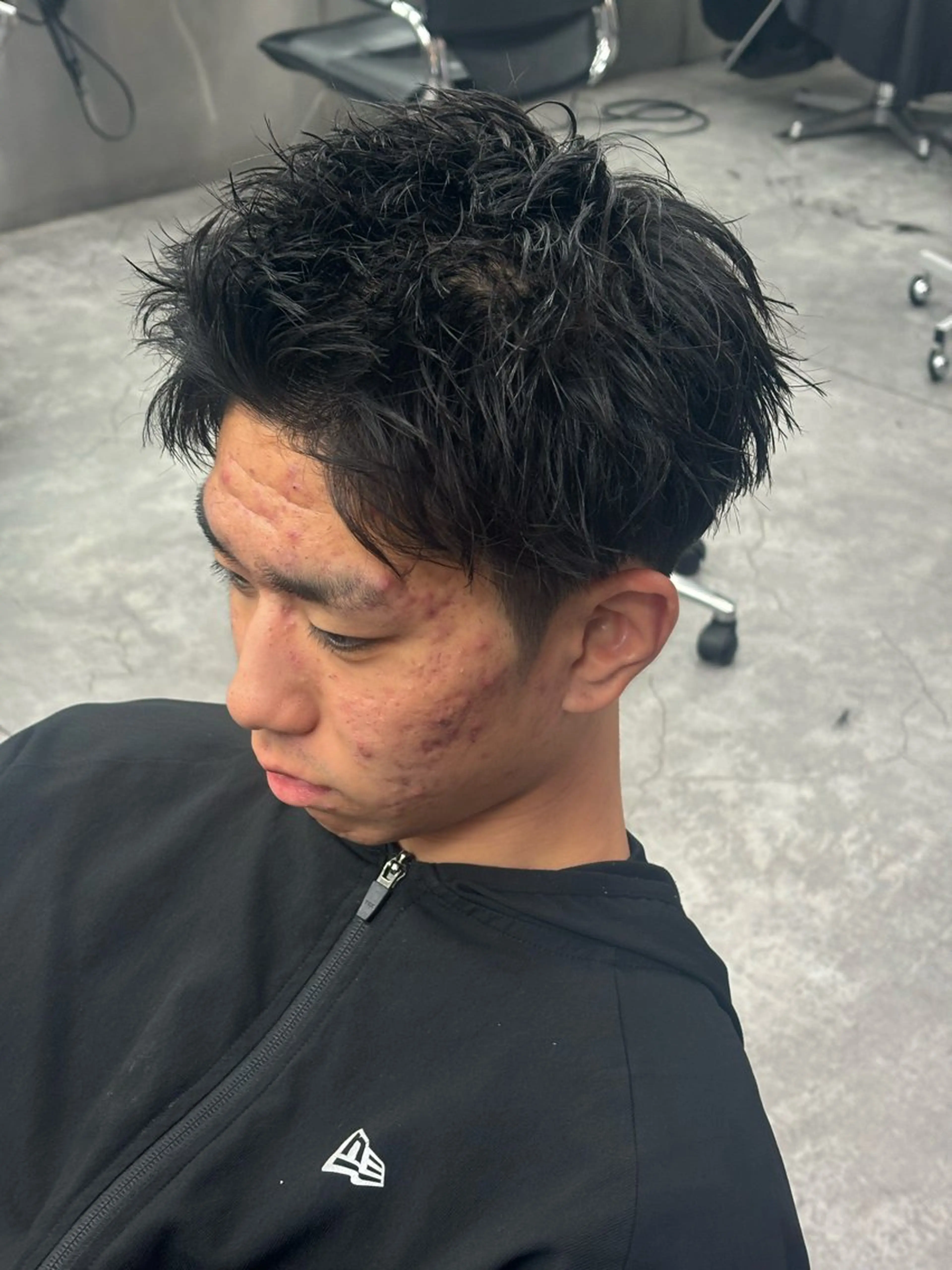 ショート カラー パーマ メンズ カット ヘアセット メンズパーマ特化 🔥韓国ヘア職人🔥のヘアスタイル