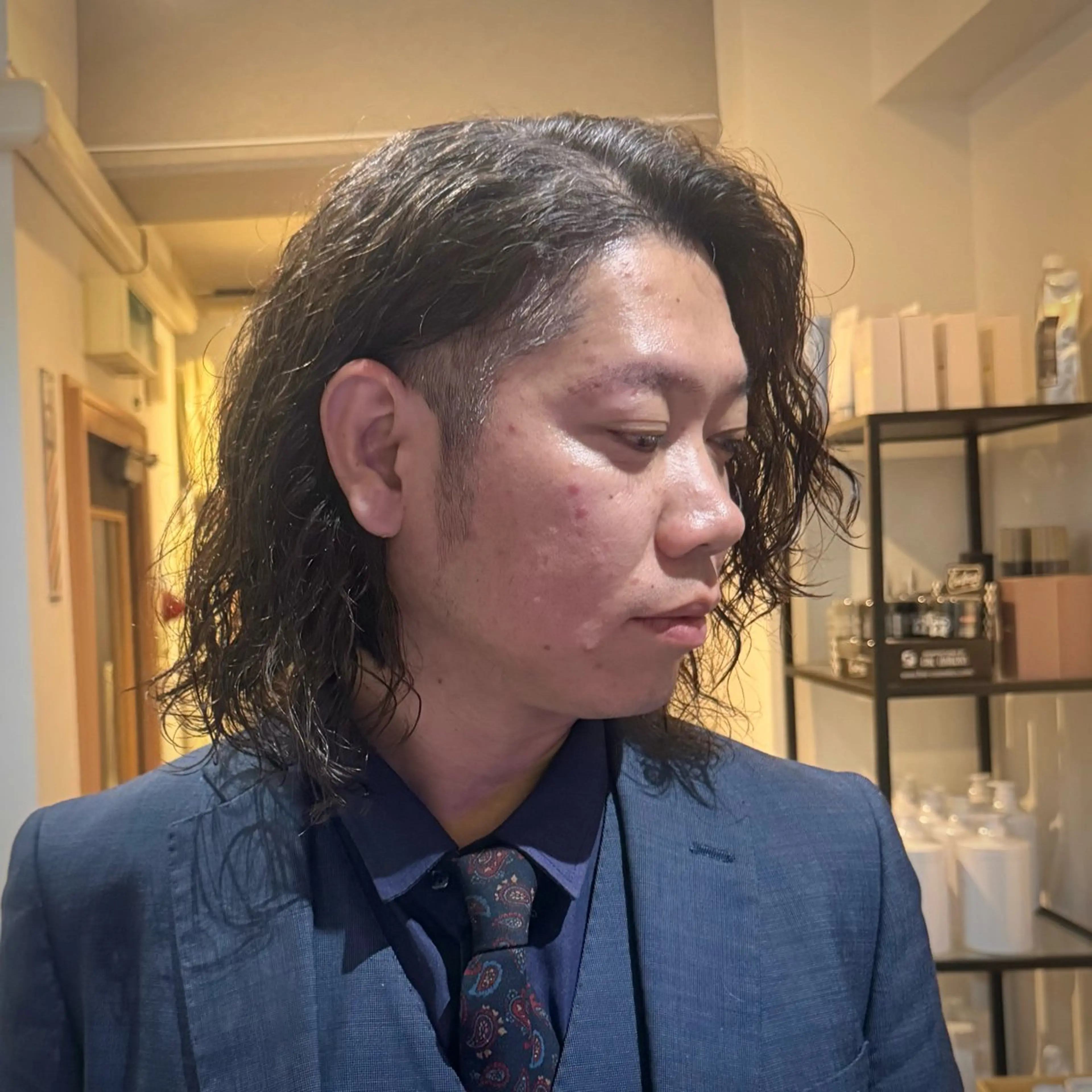 セミロング パーマ メンズ メンズパーマ セミロングパーマ スパイラルパーマ カット パーマ GLADMAN'S CUT CLUB 立川所属・立川メンズカット/ メンズパーマ💈三上のヘアスタイル