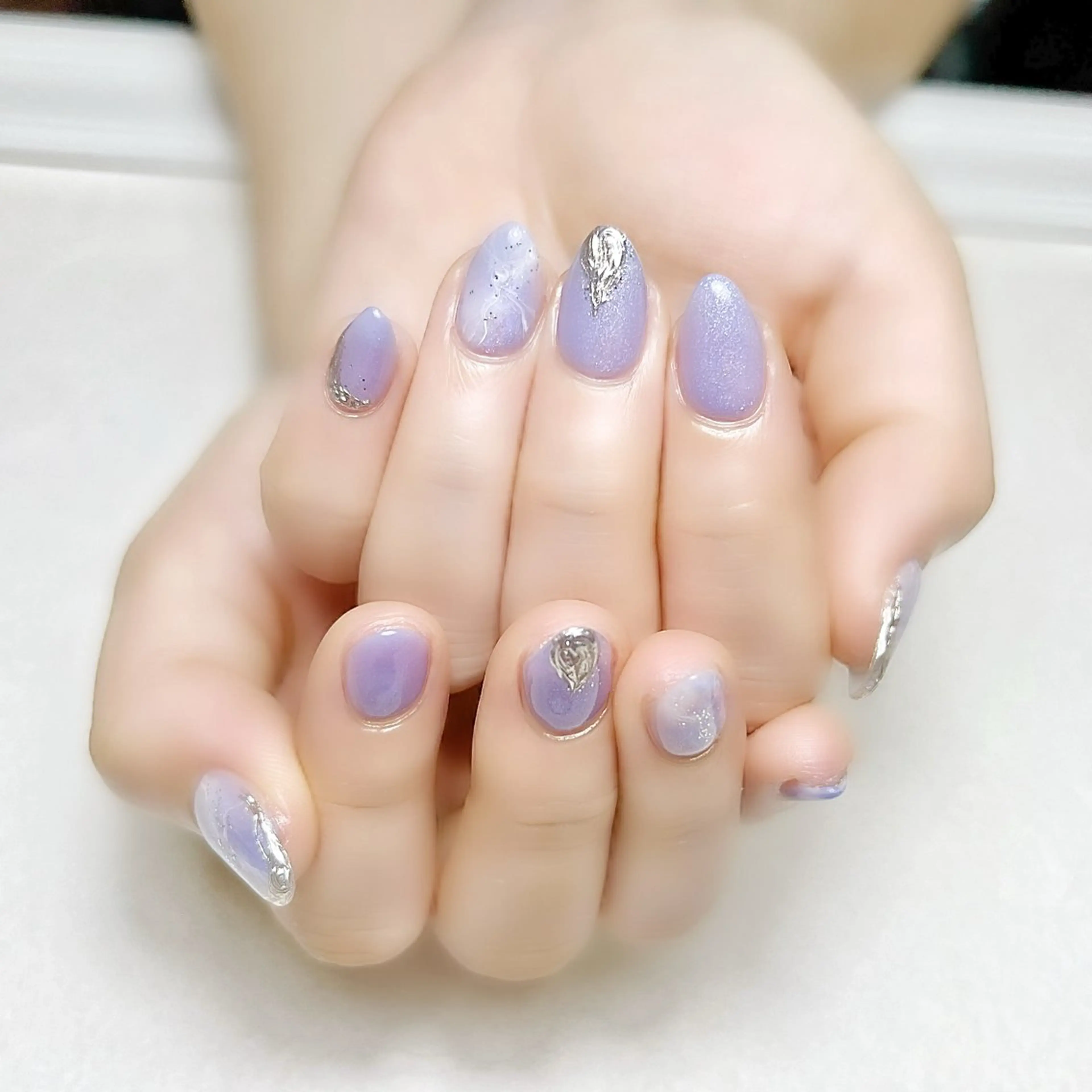 ネイル ブルー キラキラネイル ミラーネイル ニュアンスネイル rouse nail RISATOのネイルデザイン