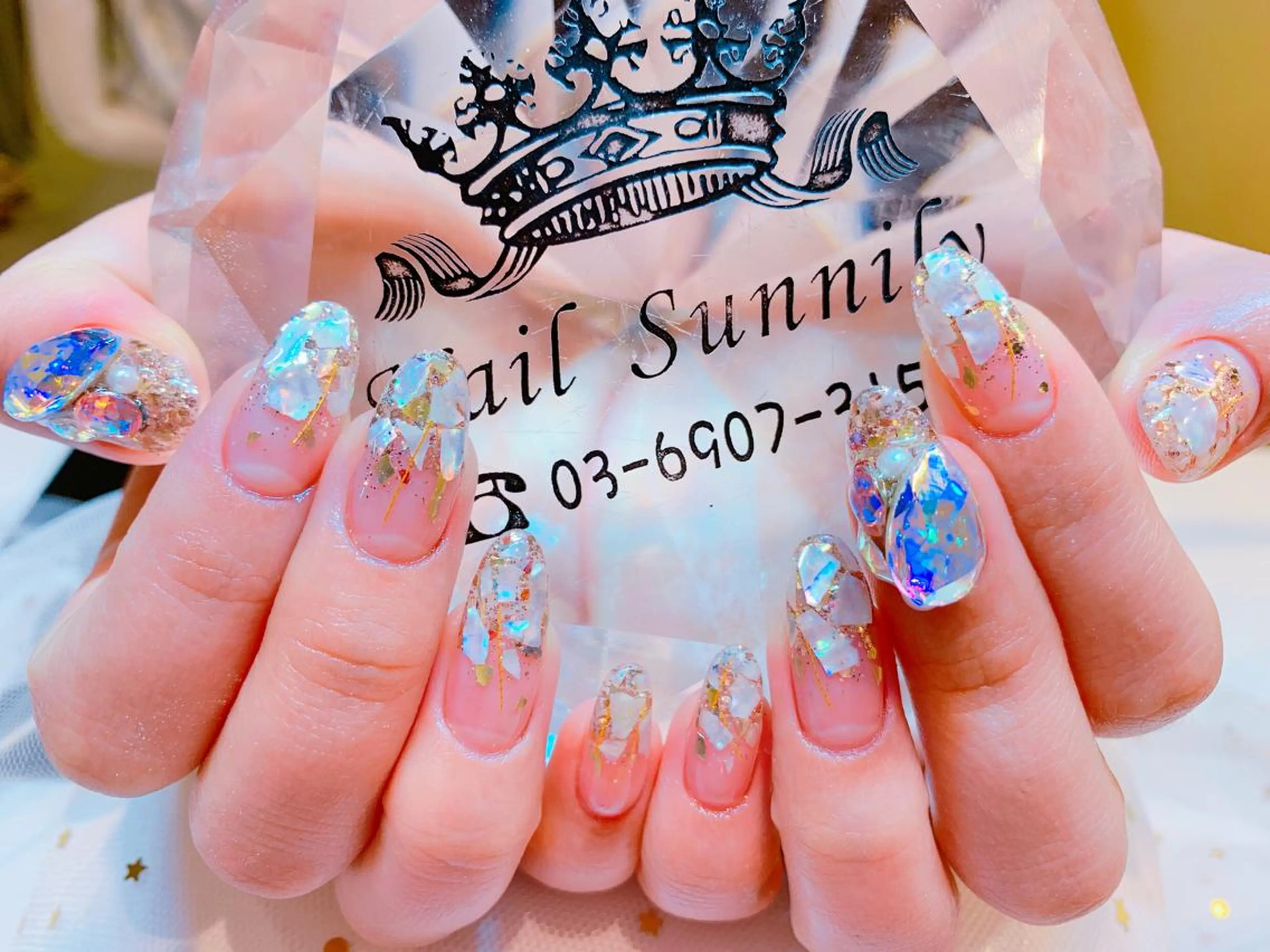 ネイル ストーンネイル 長さだし専門店 M2　rikaのネイルデザイン