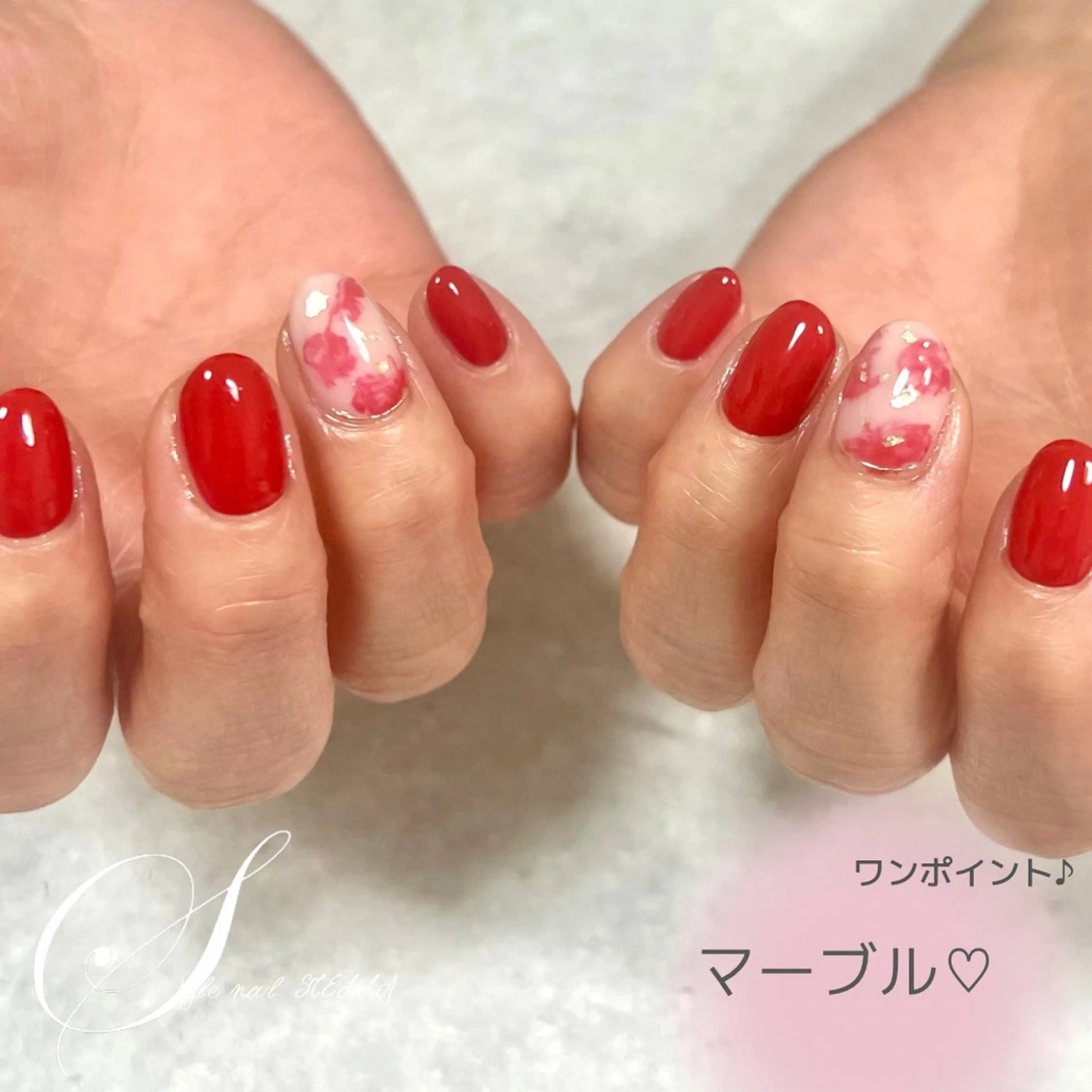 ネイル 大理石ネイル(マーブル) ニュアンスネイル ハンドネイル ステラ marikominoのネイルデザイン