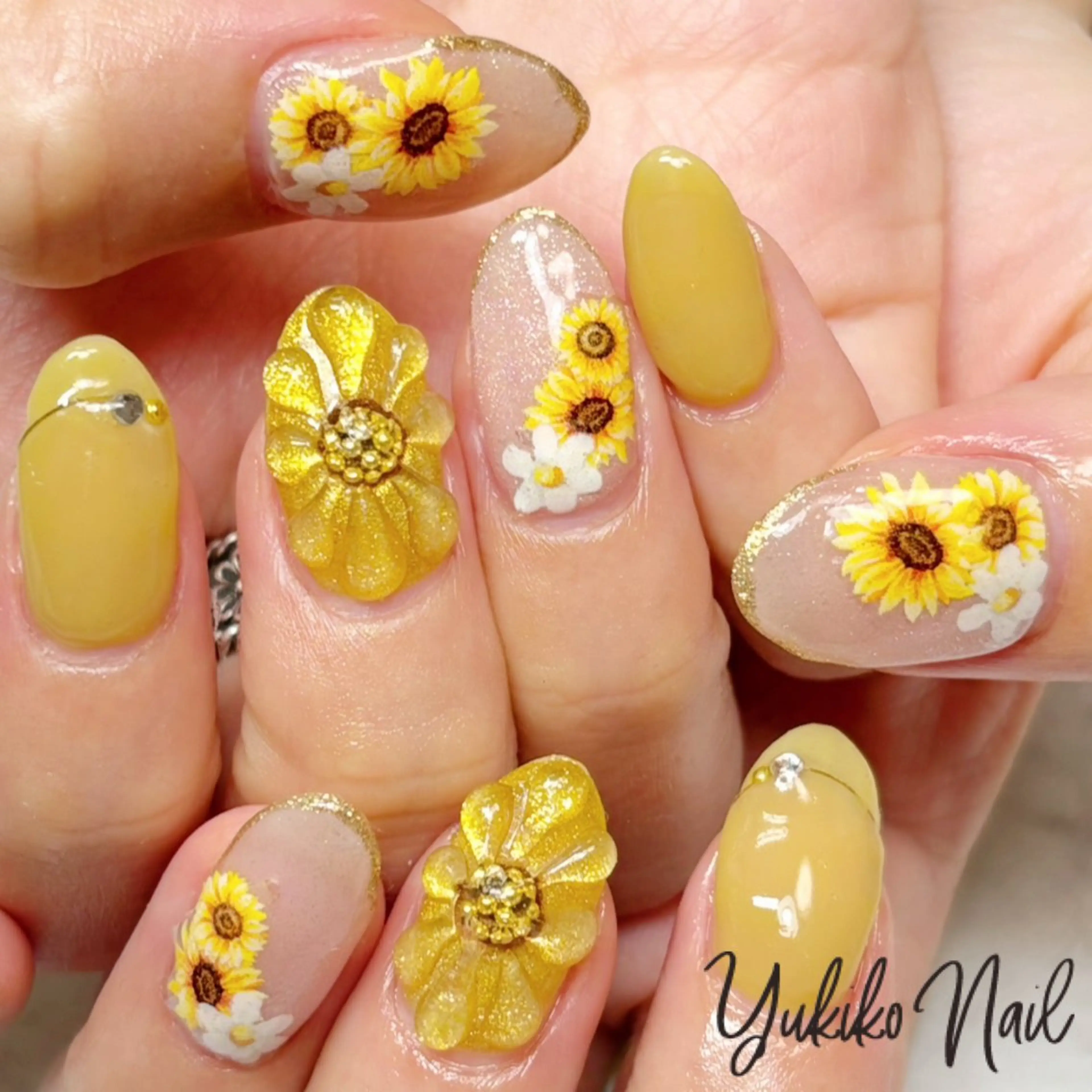 ネイル フラワーネイル レース 夏ネイル ハンドネイル ユキコ ネイルのネイルデザイン