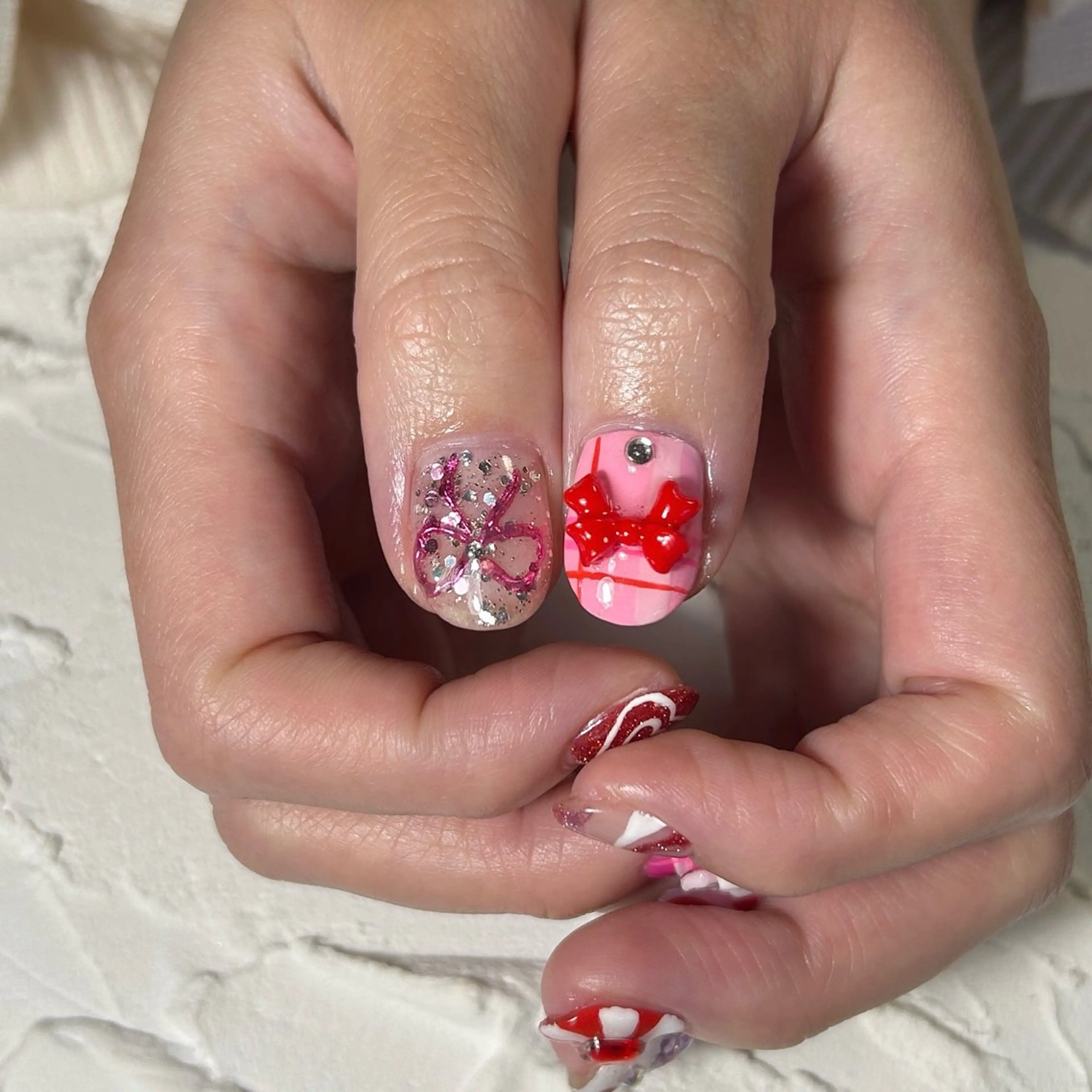 ネイル リボン ハンドネイル Lofinails ちひろのネイルデザイン