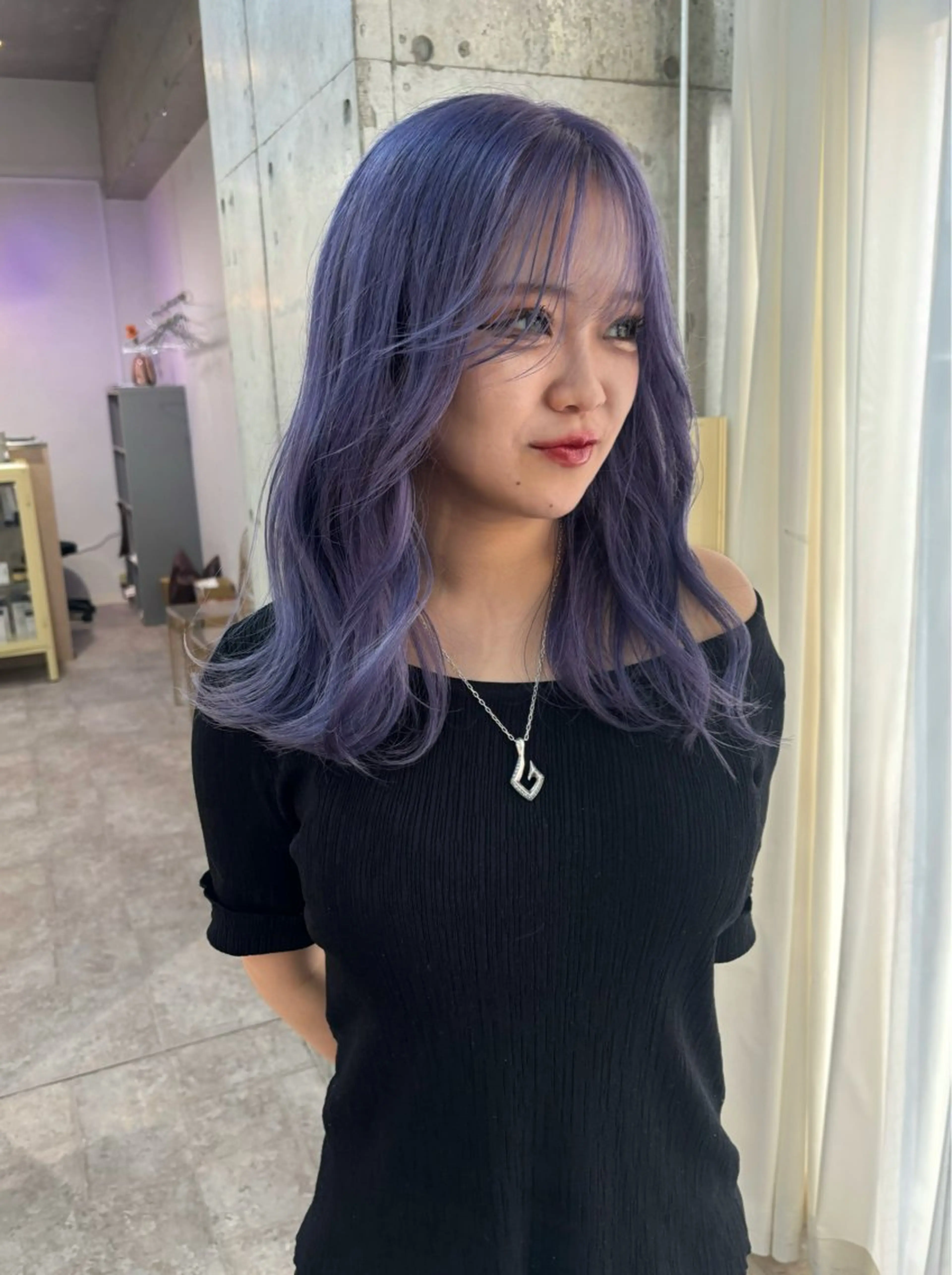 ロング カラー ブルーカラー ブルーラベンダー ラベンダーカラー ヘアカラー lani hair salon所属・SHOTO ハイトー ン/デザインカラーのヘアスタイル