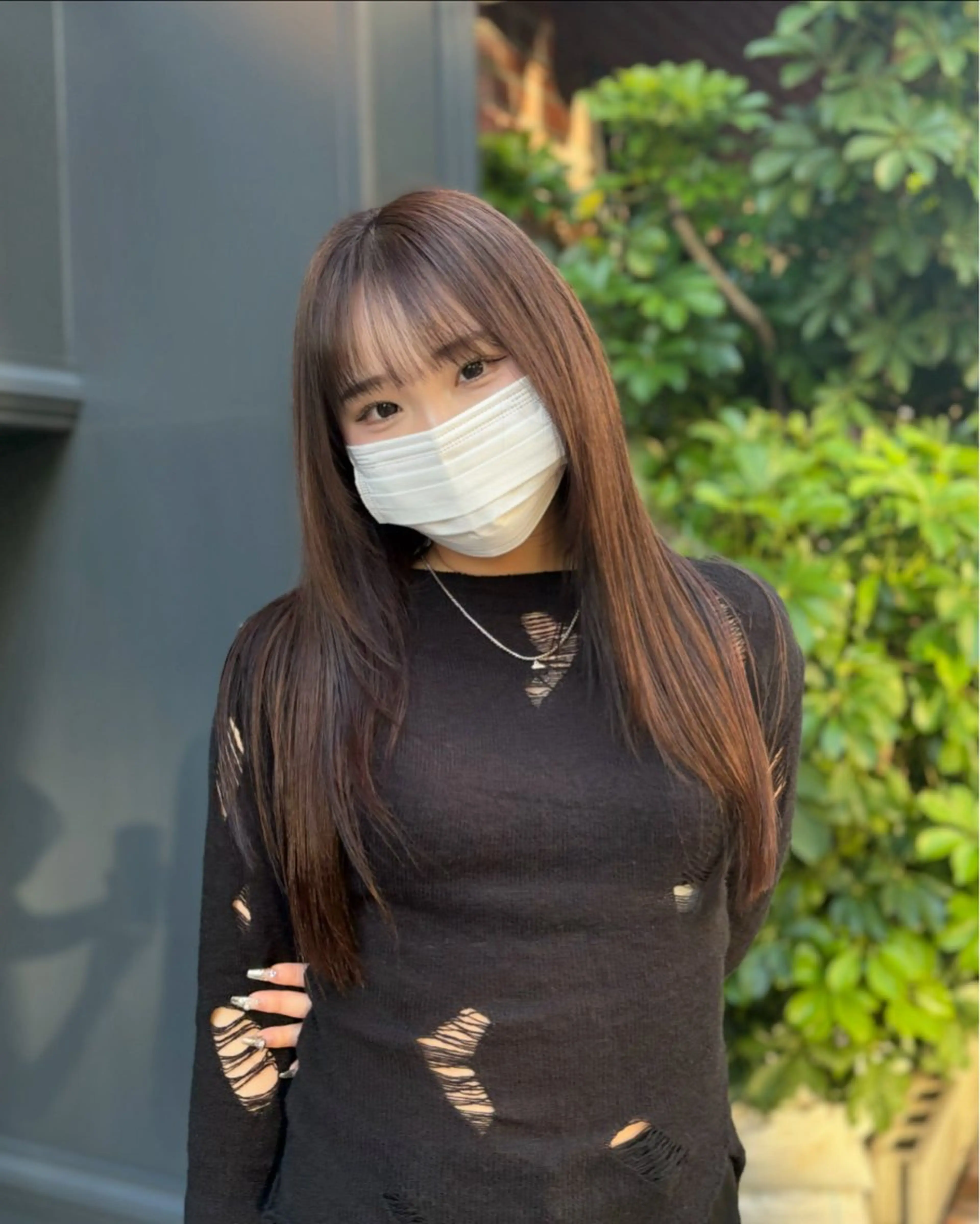 ロング カラー ブリーチ ブラウンカラー グレージュ 髪質改善/縮毛矯正 /美髪カラー/こてのヘアスタイル