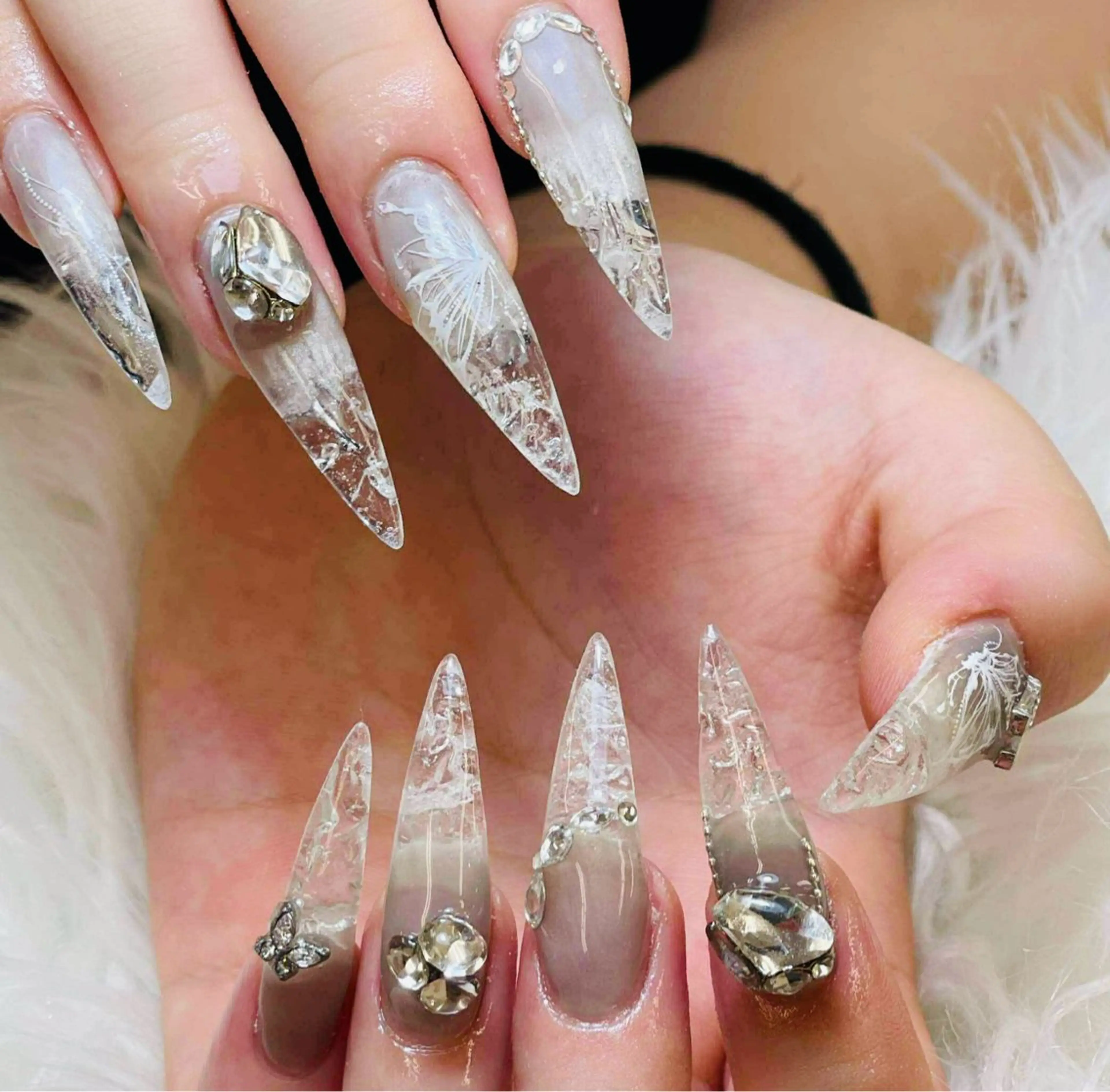 ネイル チークネイル 長さ出し フットネイル マグネットネイル 持ち込み ANH NAIL ゴテゴテ専門店💎のネイルデザイン