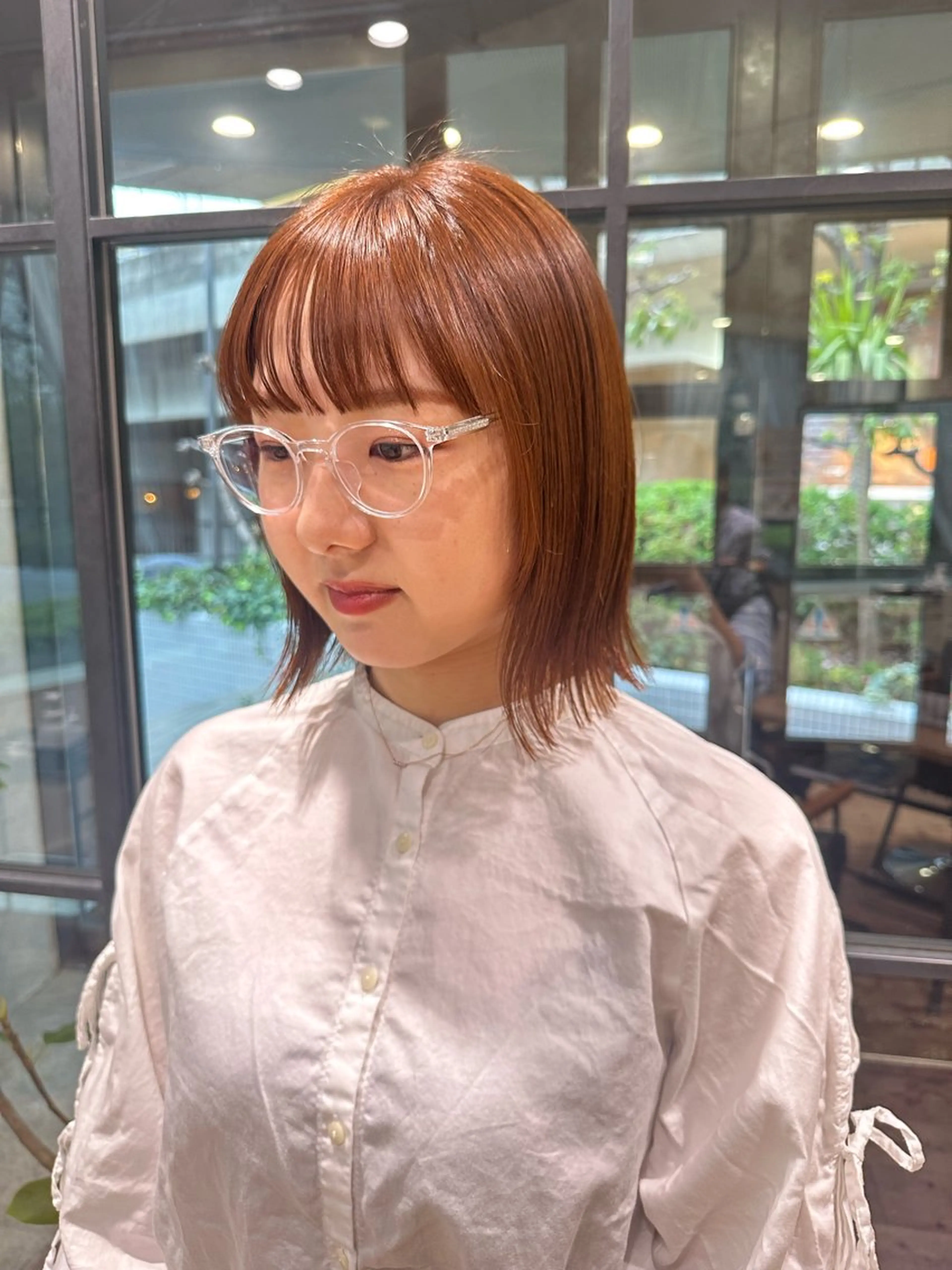 ミディアム カット ヘアカラー トリートメント 平野恵/透明感カラー ブリーチ/ボブのヘアスタイル