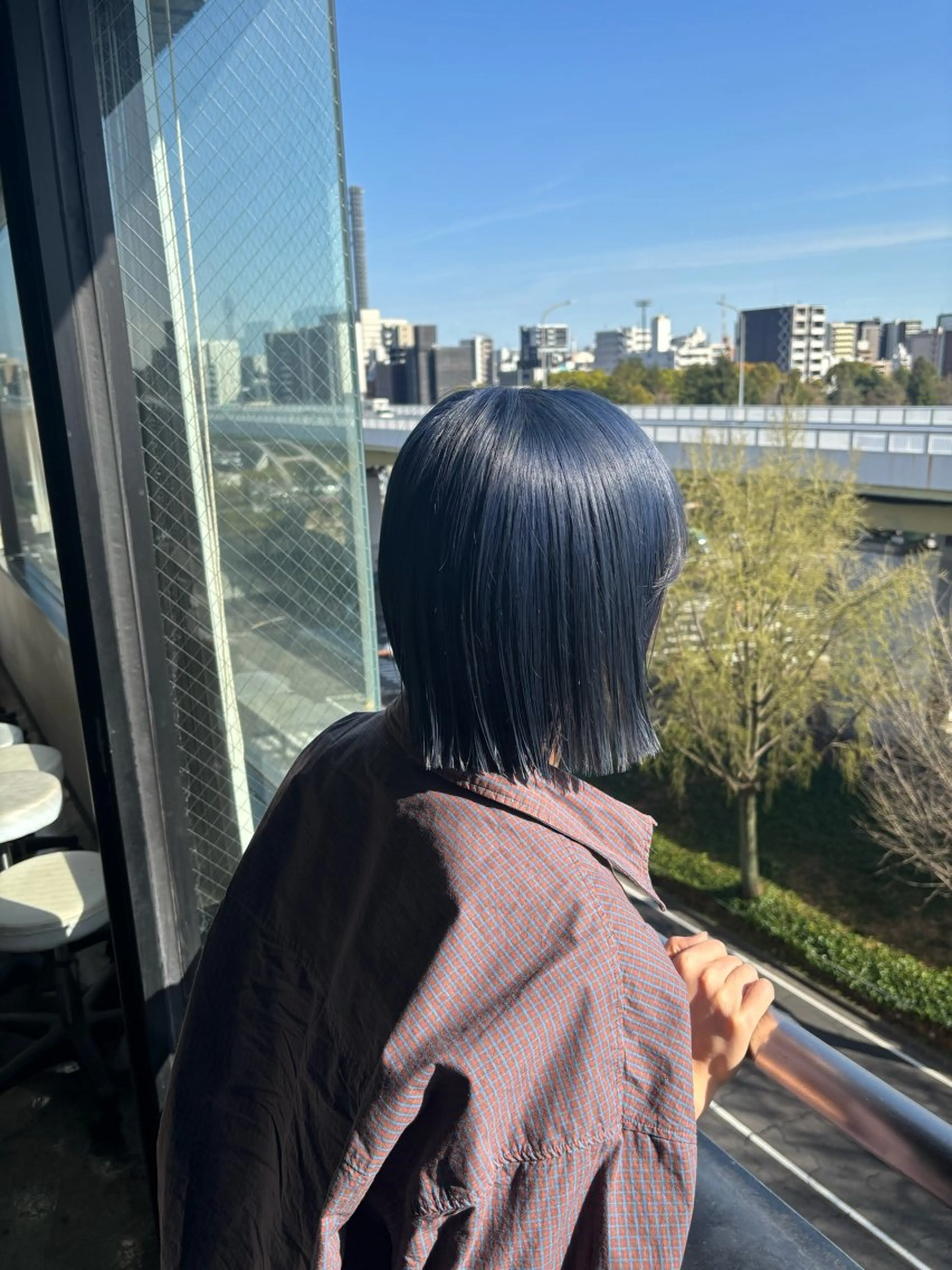 ミディアム カラー 黒髪 ブリーチ ブルーカラー ブルーブラック ケアブリーチ ヘアカラー トリートメント 🌼ブリーチ/個性派 ヘアセットMei🌼のヘアスタイル