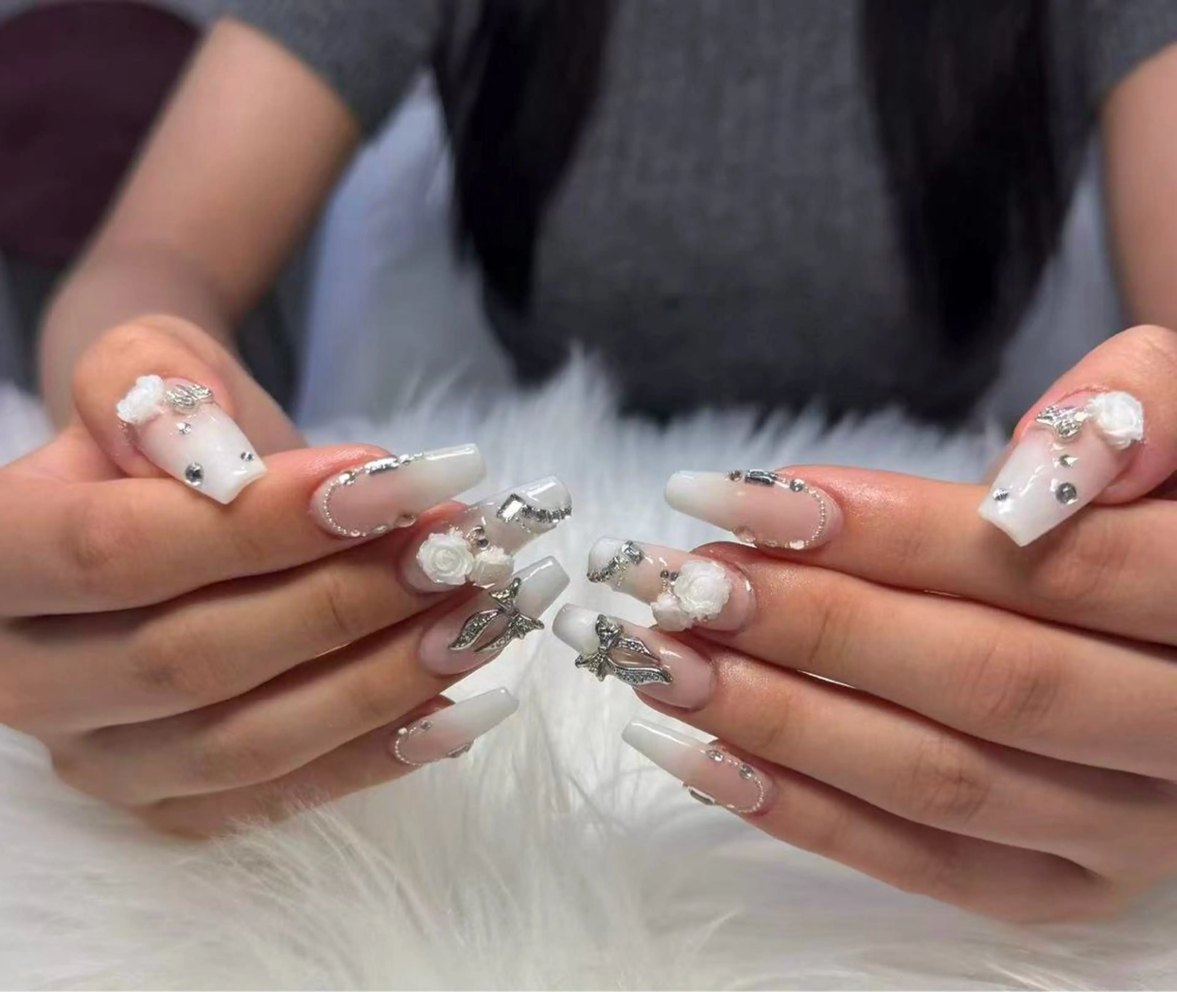 ネイル ハンドネイル ハンドケア hami🎀うかん 🎀チップ長さ出しのネイルデザイン