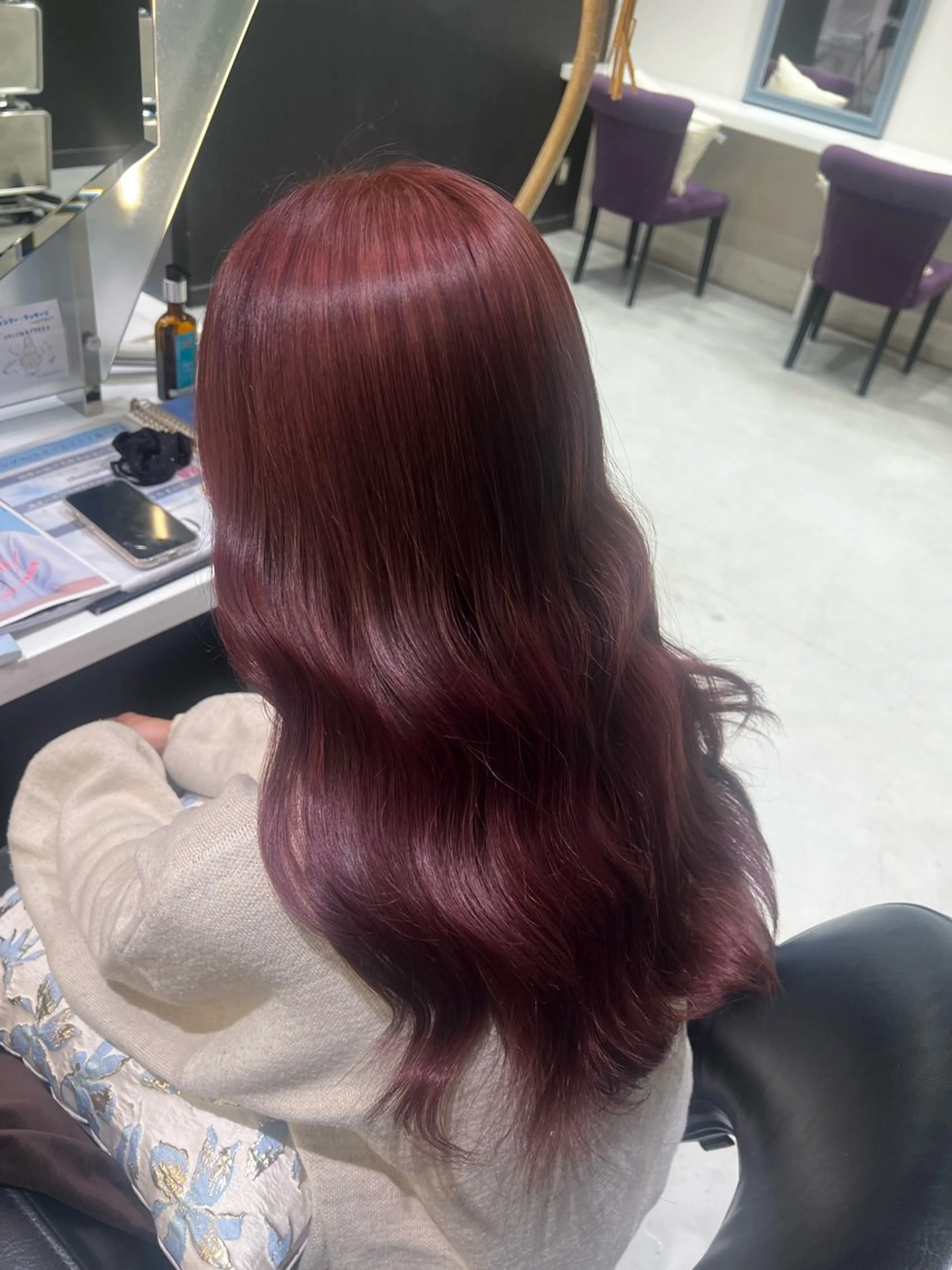 ロング 韓国風顔まわり/ベー ジュ/マツエク♡美咲のヘアスタイル