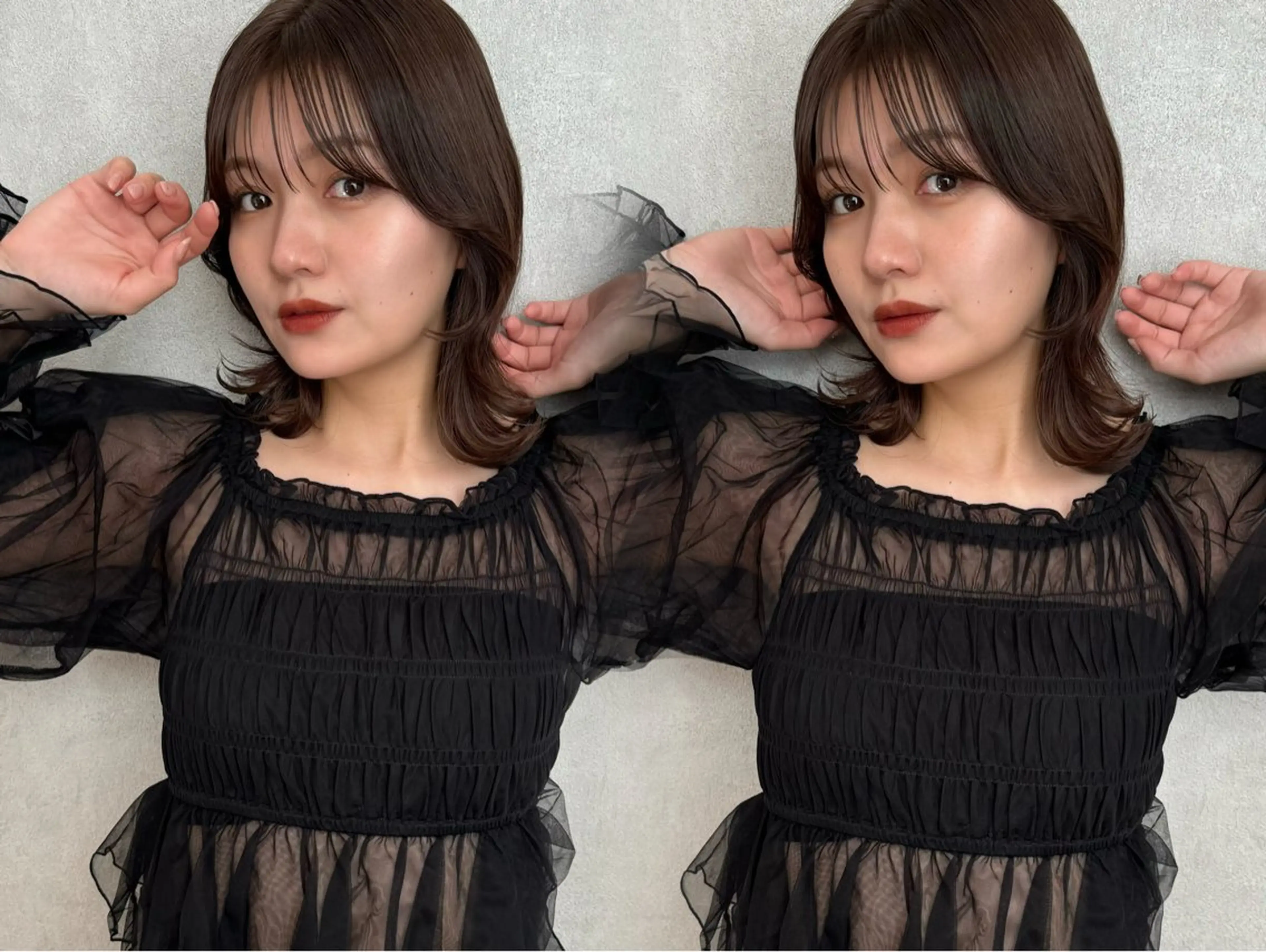 ミディアム カラー ブラウンカラー レイヤー🤍 ベージュ🤍　聖奈のヘアスタイル