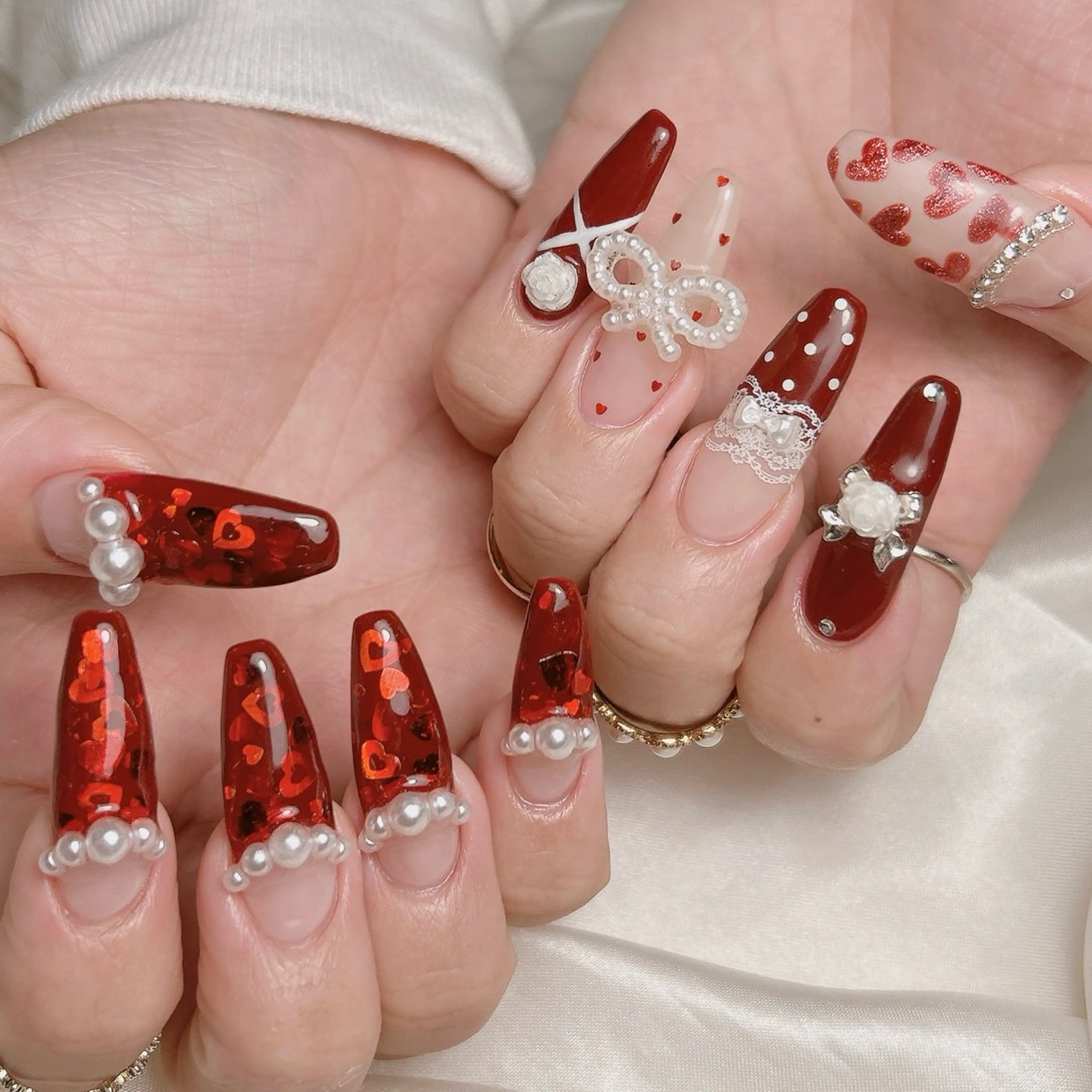 ネイル ハート ハンドネイル junna のぞいてねのネイルデザイン