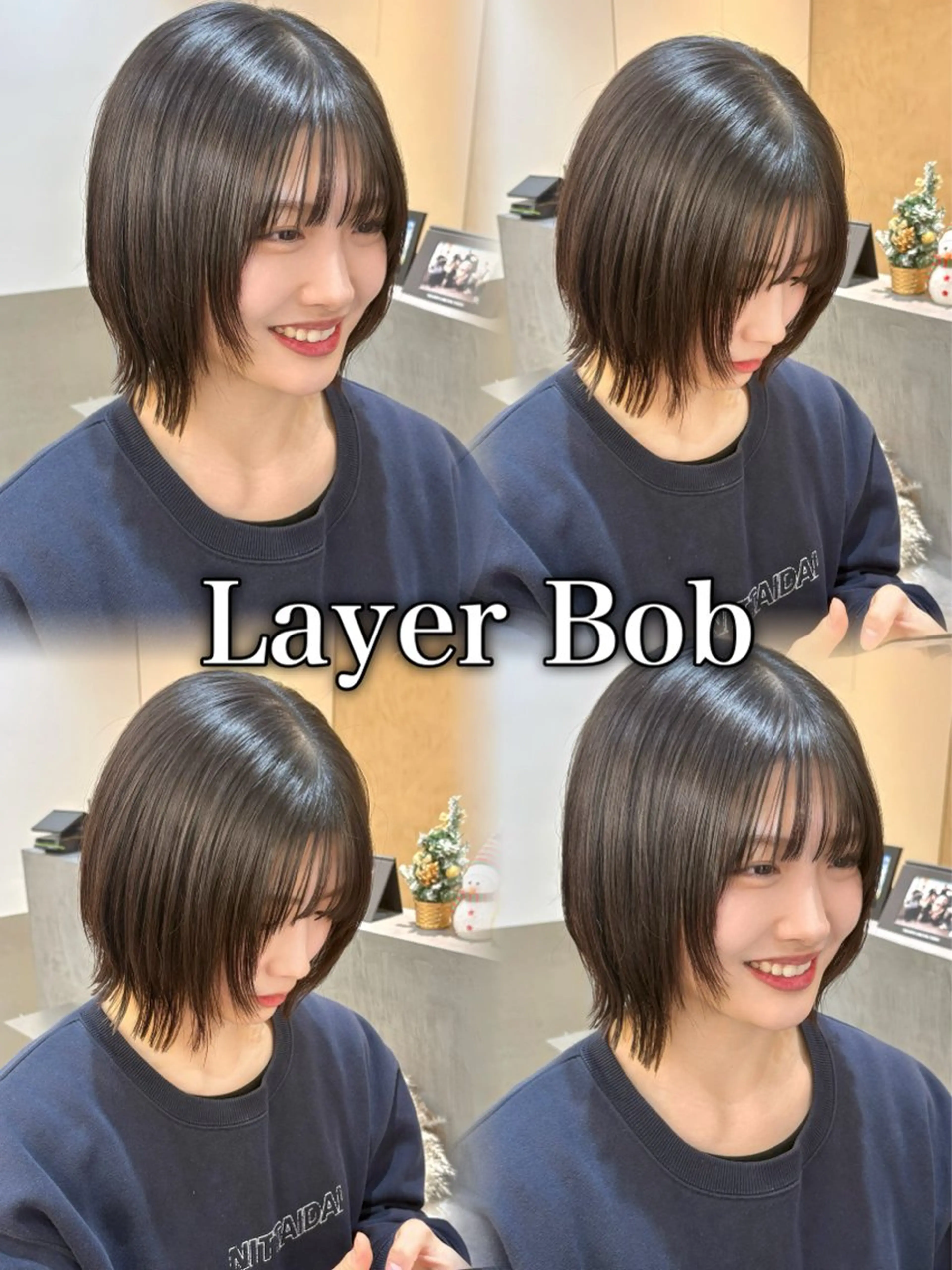 ミディアム ボブレイヤー ボブ レイヤーカット 小顔カット カット トリートメント 紅葉☘ ̖́- /ボブ/艶カラーのヘアスタイル