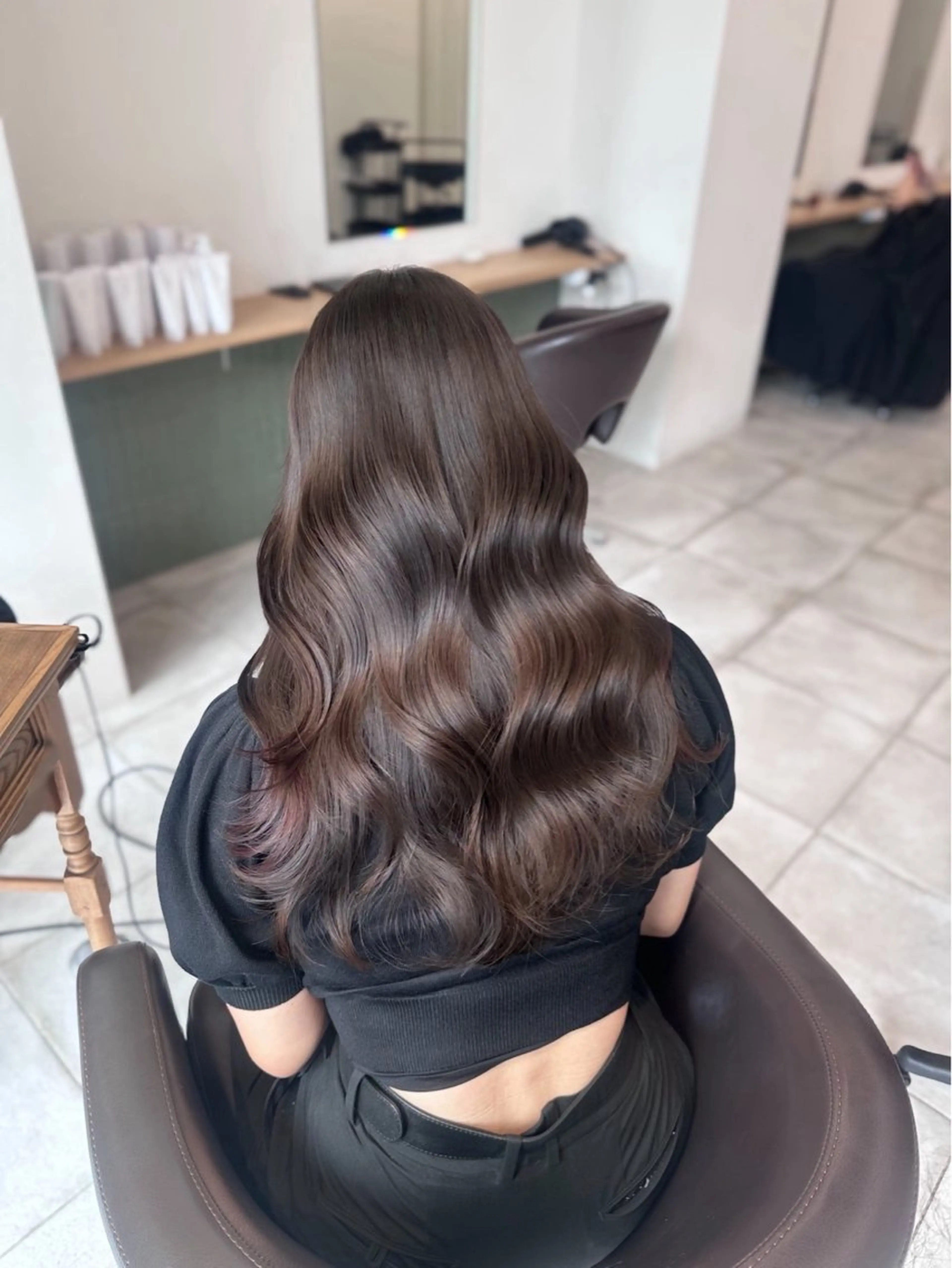 ロング カラー 赤み消し韓国ヘア レイヤー縮毛🤍渡邉のヘアスタイル