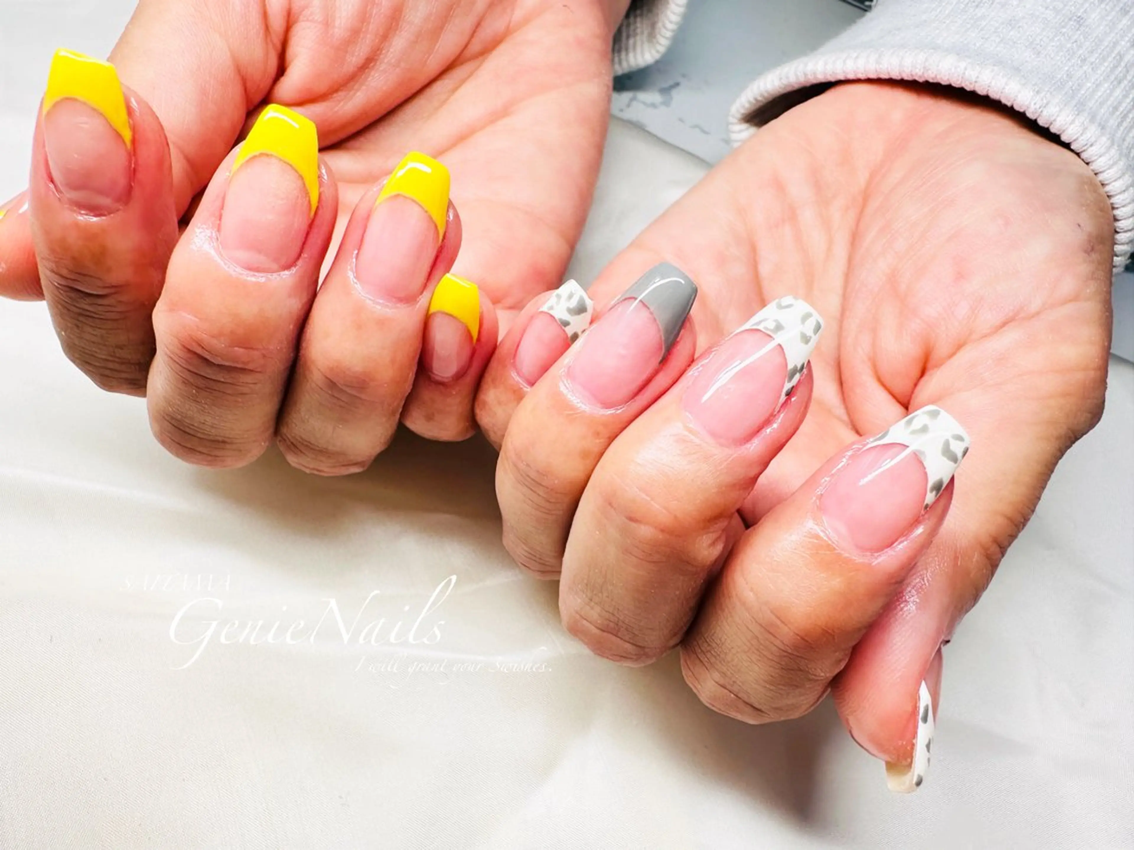 ネイル アートネイル 長さ出し ロングネイル 持ち込み 春ネイル Genie Nailsのネイルデザイン