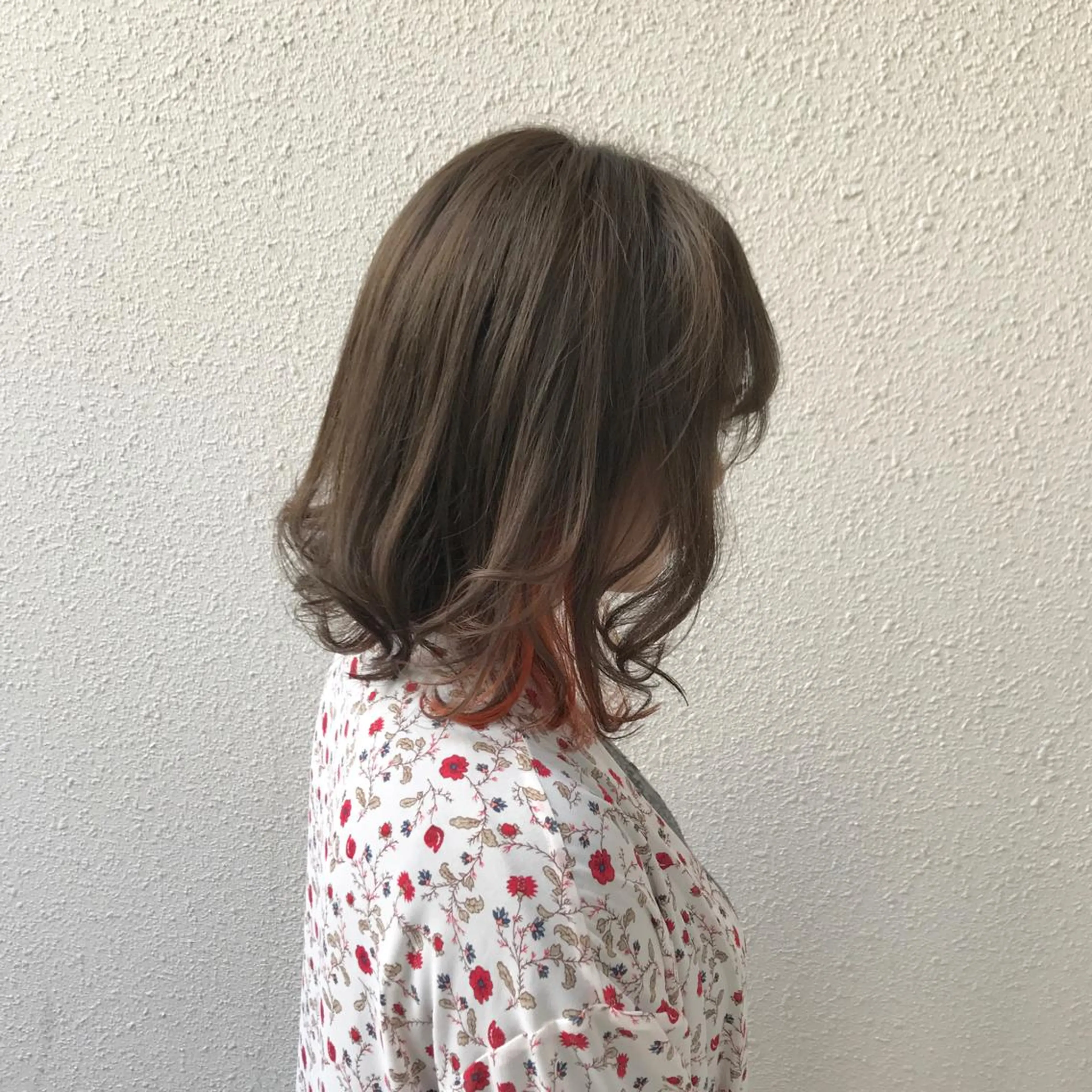 ミディアム カラー インナーカラー オレンジ インナーカラー/天神 ブリーチ/吉田のヘアスタイル