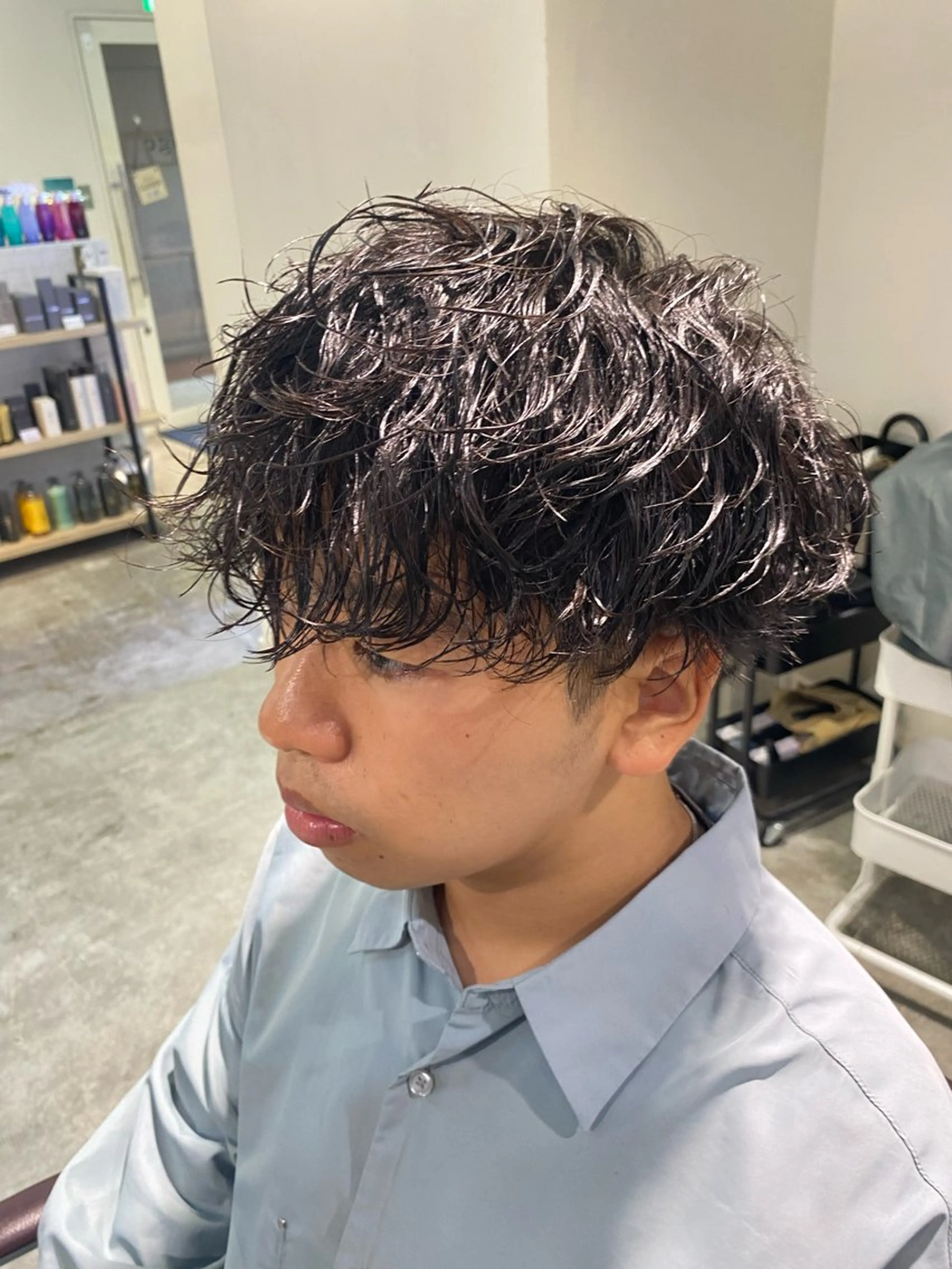 ショート パーマ メンズ カット パーマ パーマ特化/フェザー パーマシャドウ/真生のヘアスタイル