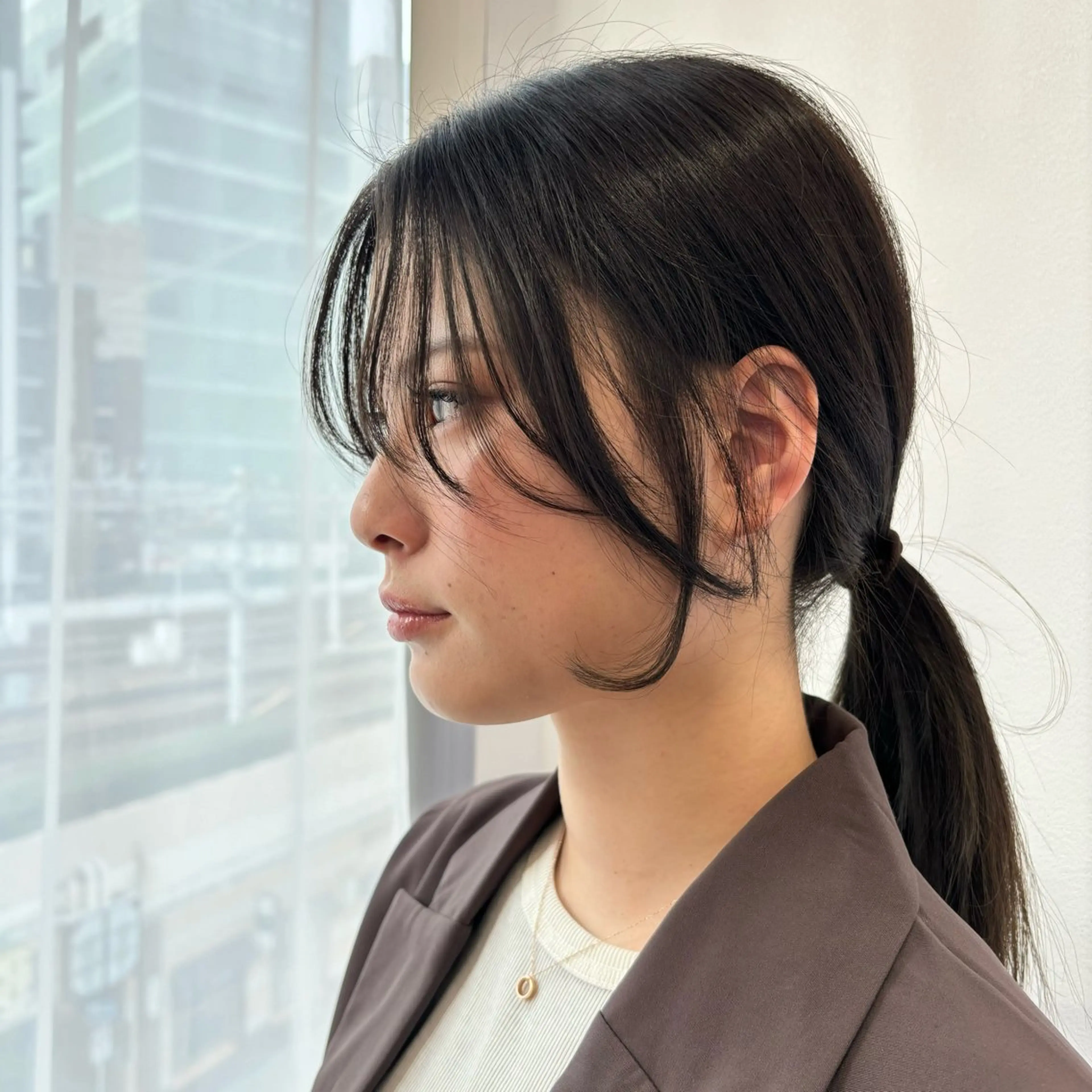 ミディアム カラー 顔周りカット レイヤーカット 西宮北口/みなみのヘアスタイル