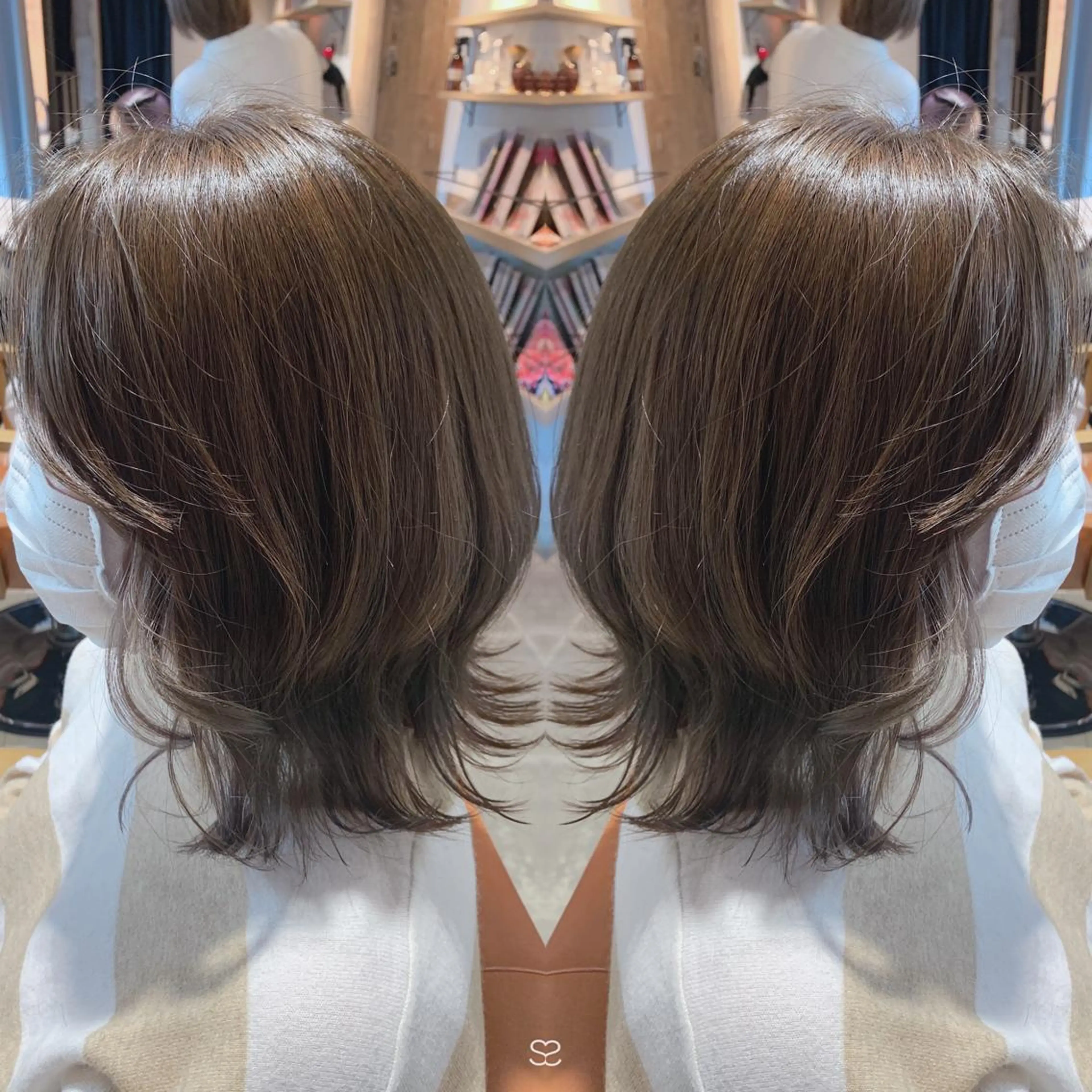 ミディアム カラー ベージュカラー オリーブベージュ ヨシンモリ 韓国🇰🇷 ✂︎hair 内田愛のヘアスタイル