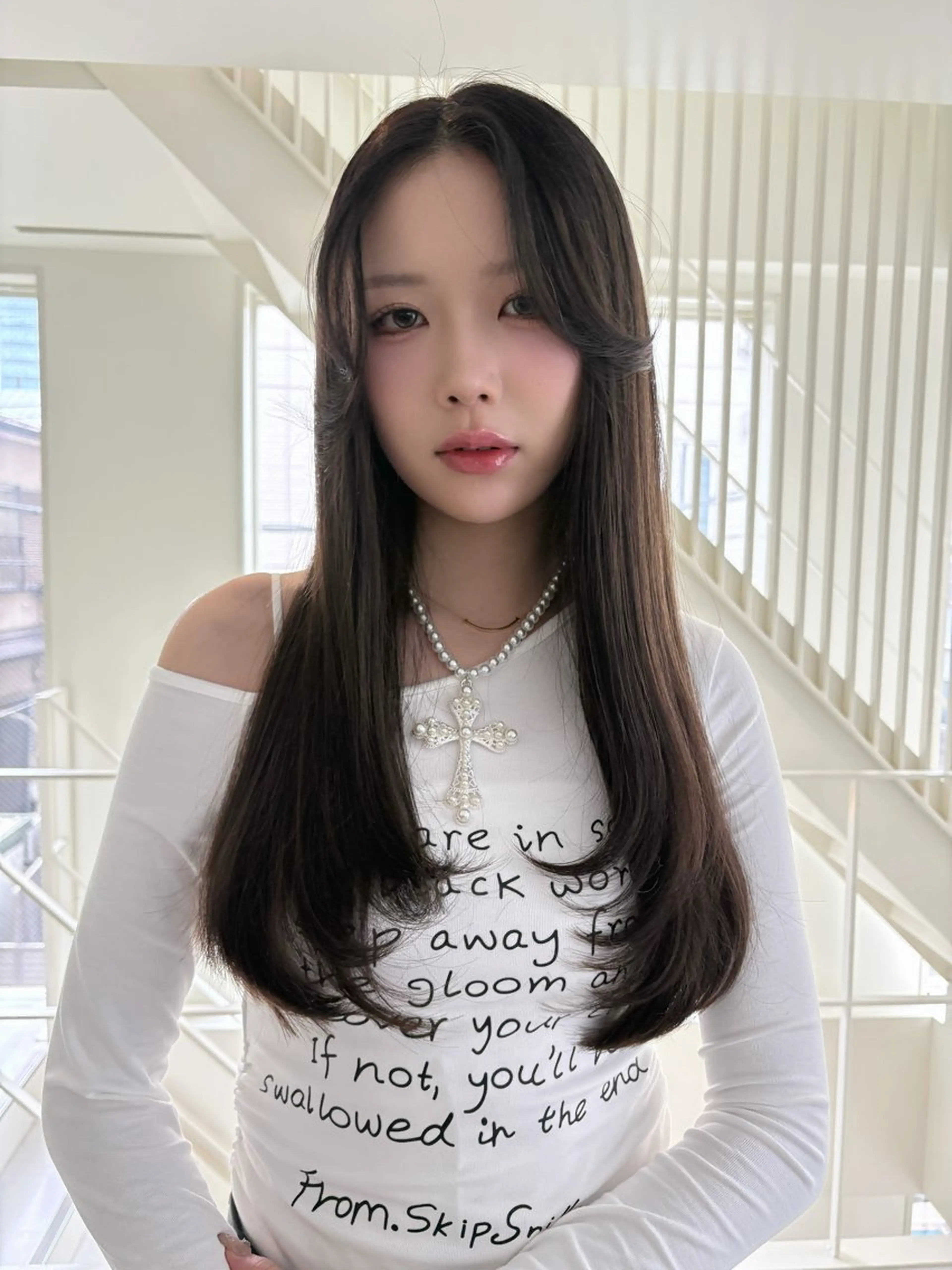 ロング カラー カット ヘアカラー トリートメント 🎀優姫 🎀 韓国レイヤーのヘアスタイル