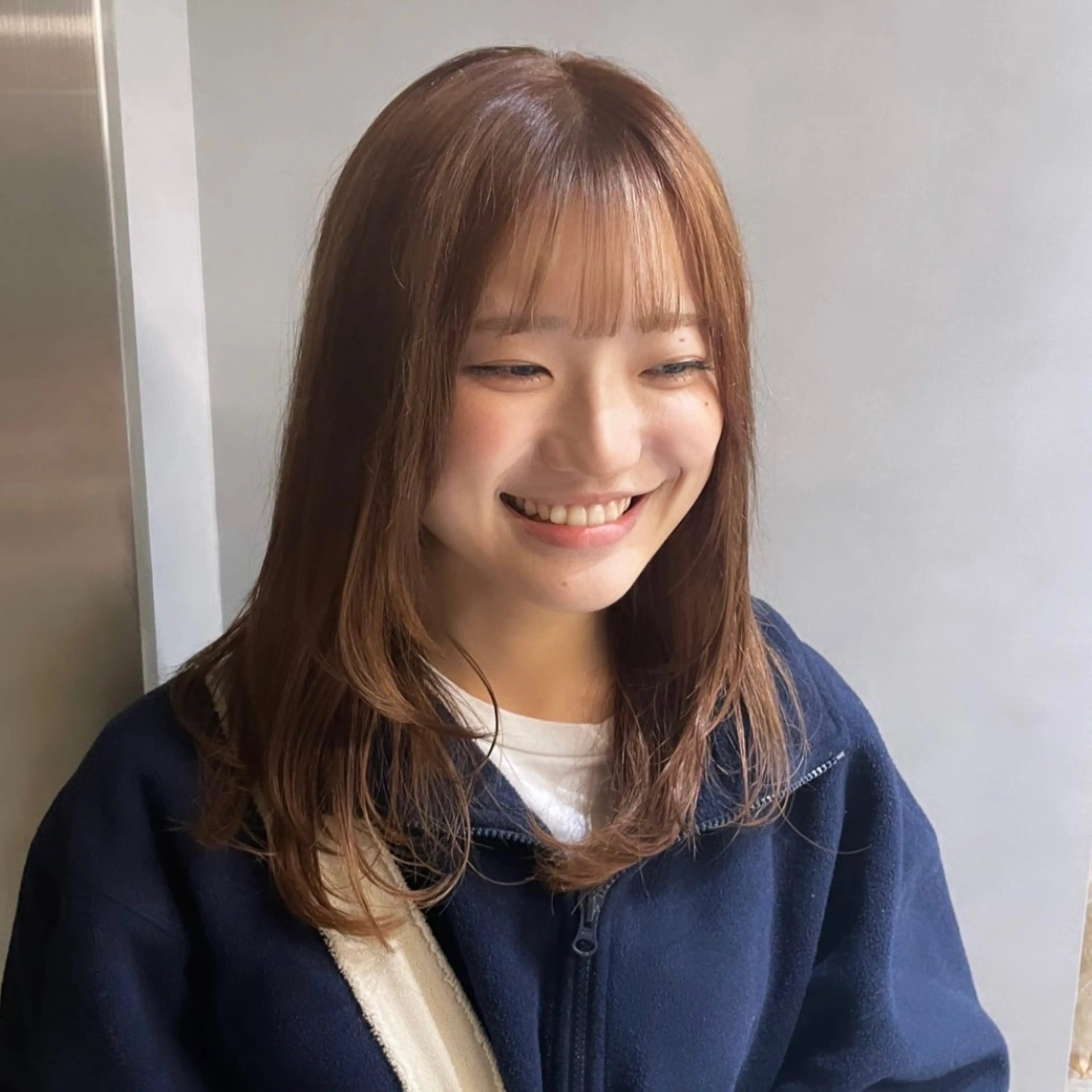 セミロング カラー ブリーチ ブラウンカラー ダブルカラー ブリーチなしカラー オレンジ Rui/透明感カラー 暖色/レイヤーカットのヘアスタイル