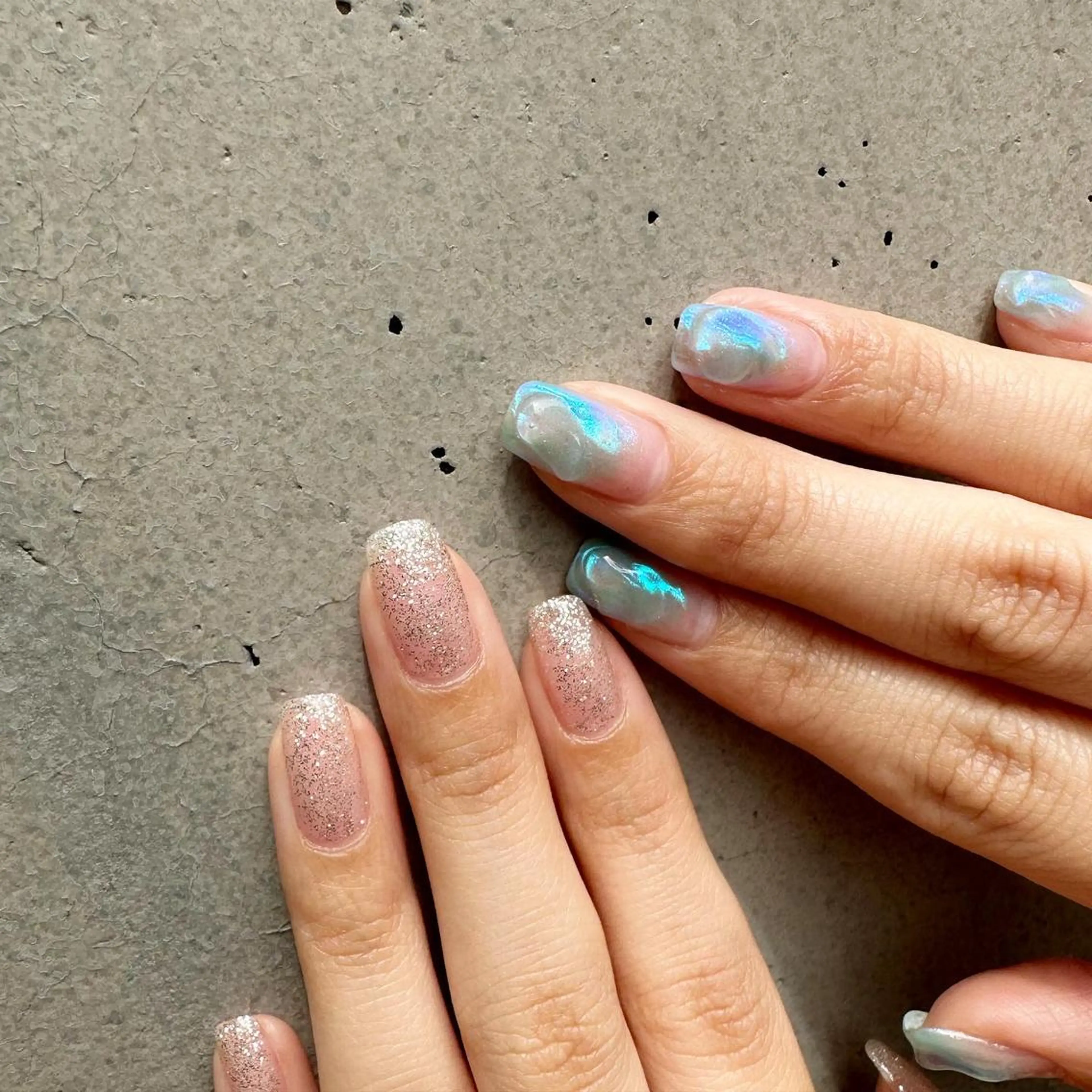 ネイル ブルー クリアネイル 氷ネイル・うるうるネイル 韓国ネイル ラメ(グリッター) 🪞KAPE NAIL 🪞のネイルデザイン