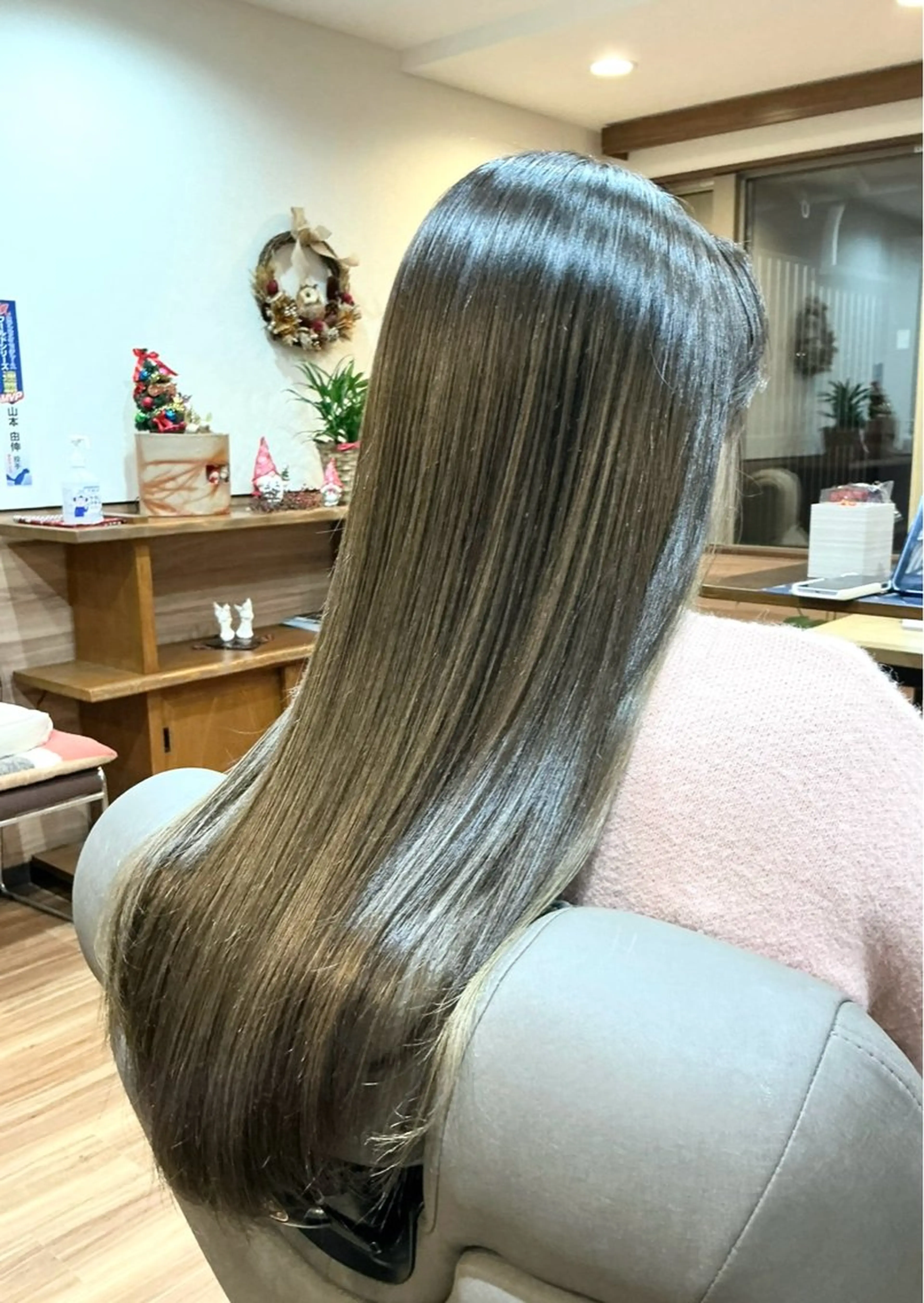 ロング カラー グレージュ カット ヘアカラー トリートメント ヘッドスパ Annon プライベートサロンのヘアスタイル