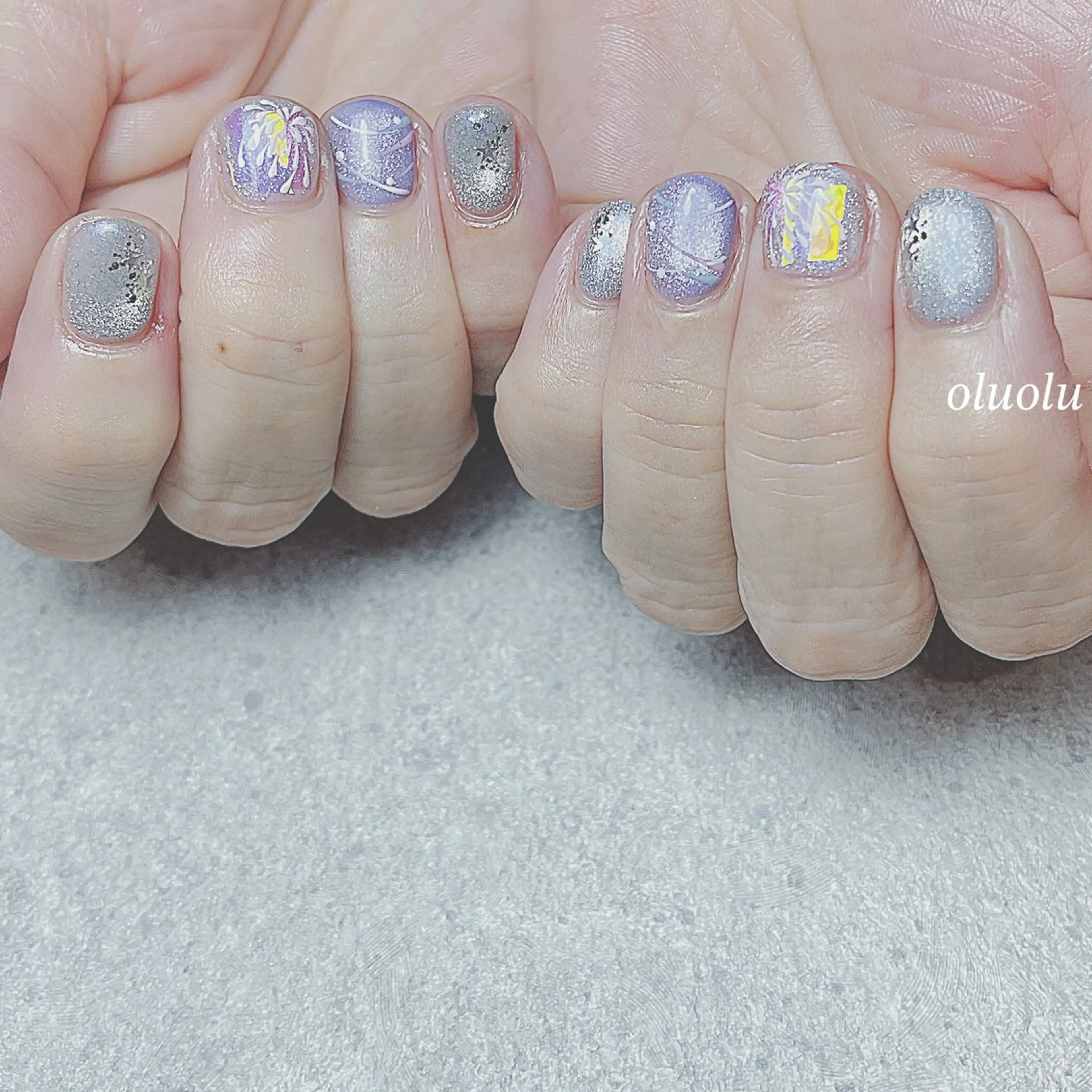 ネイル アートネイル オーロラネイル マグネットネイル 夏ネイル ヨーヨーネイル ハンドネイル 大村 紬華のネイルデザイン