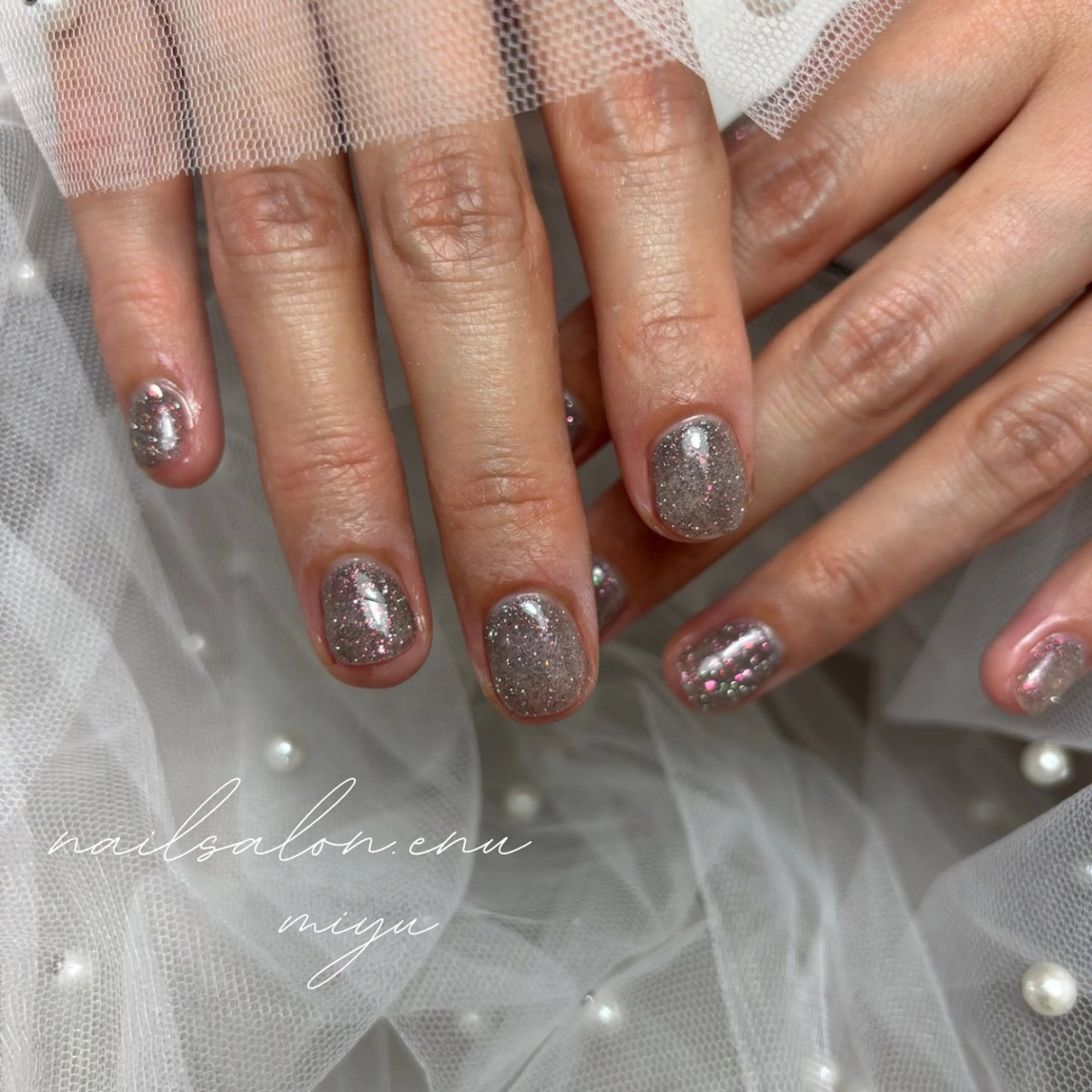 ネイル フラッシュネイル ワンカラーネイル nailsalon enu.　miyuのネイルデザイン