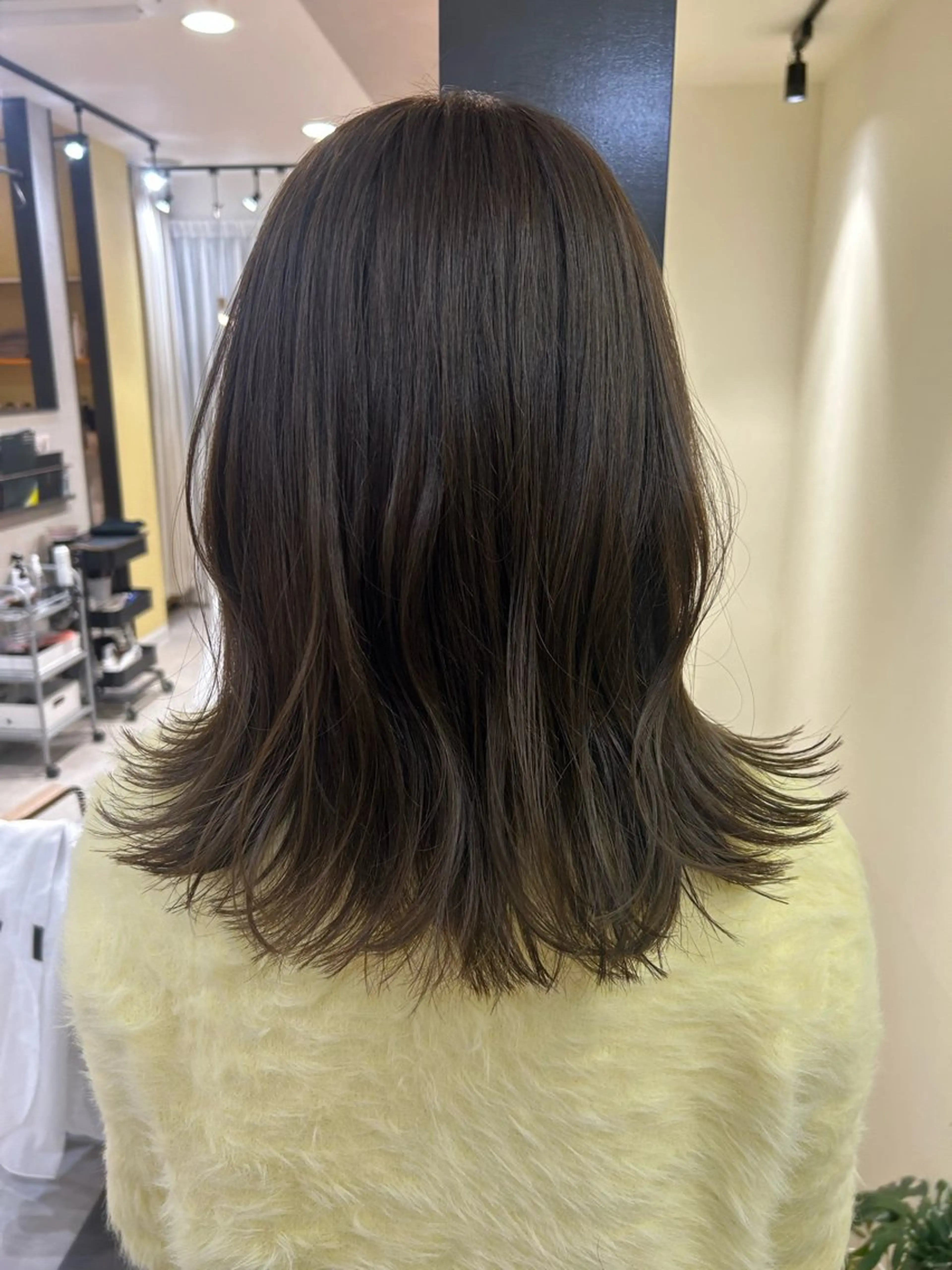 セミロング カラー アッシュ 透明感カラー オリーブアッシュ hub hair レイヤー/透明感のヘアスタイル