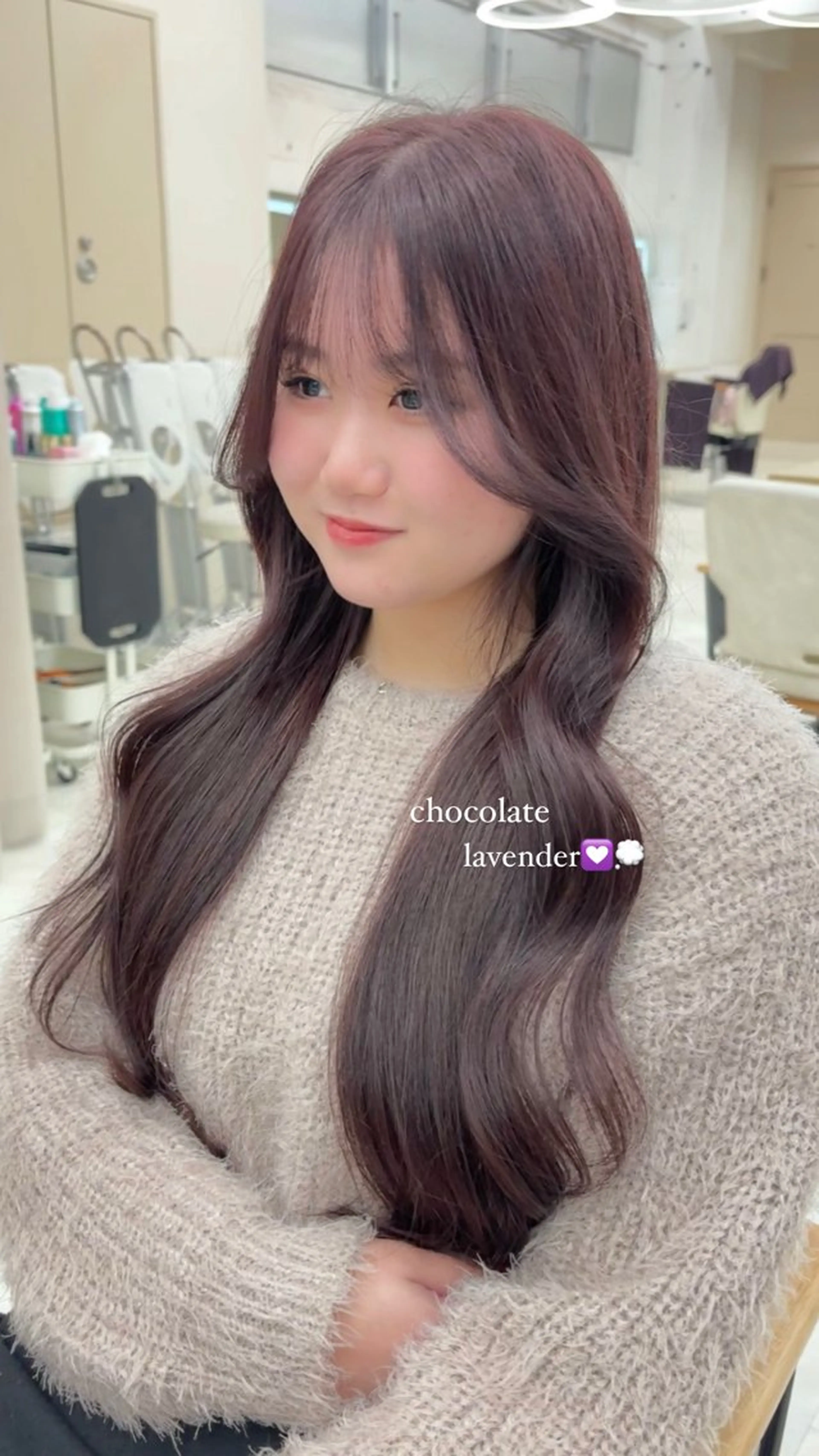 ロング カラー ヘアアレンジ ラベンダーカラー レイヤーカット VIEWTENJIN所属・✨️期間限定ボブ メニューあり✨️きらのヘアスタイル