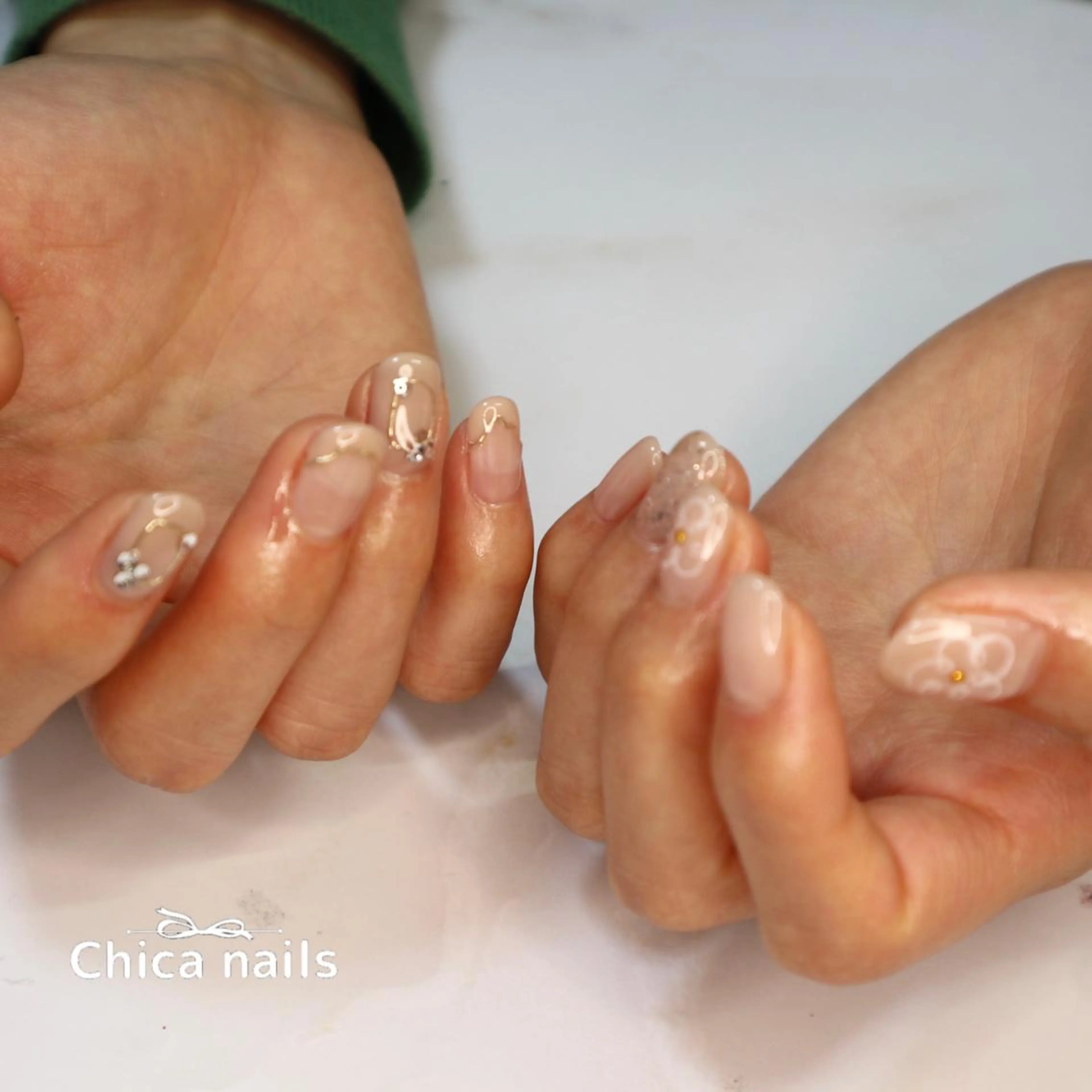 ネイル アートネイル フラワーネイル ミラーネイル 夏ネイル 高田 ちかこのネイルデザイン