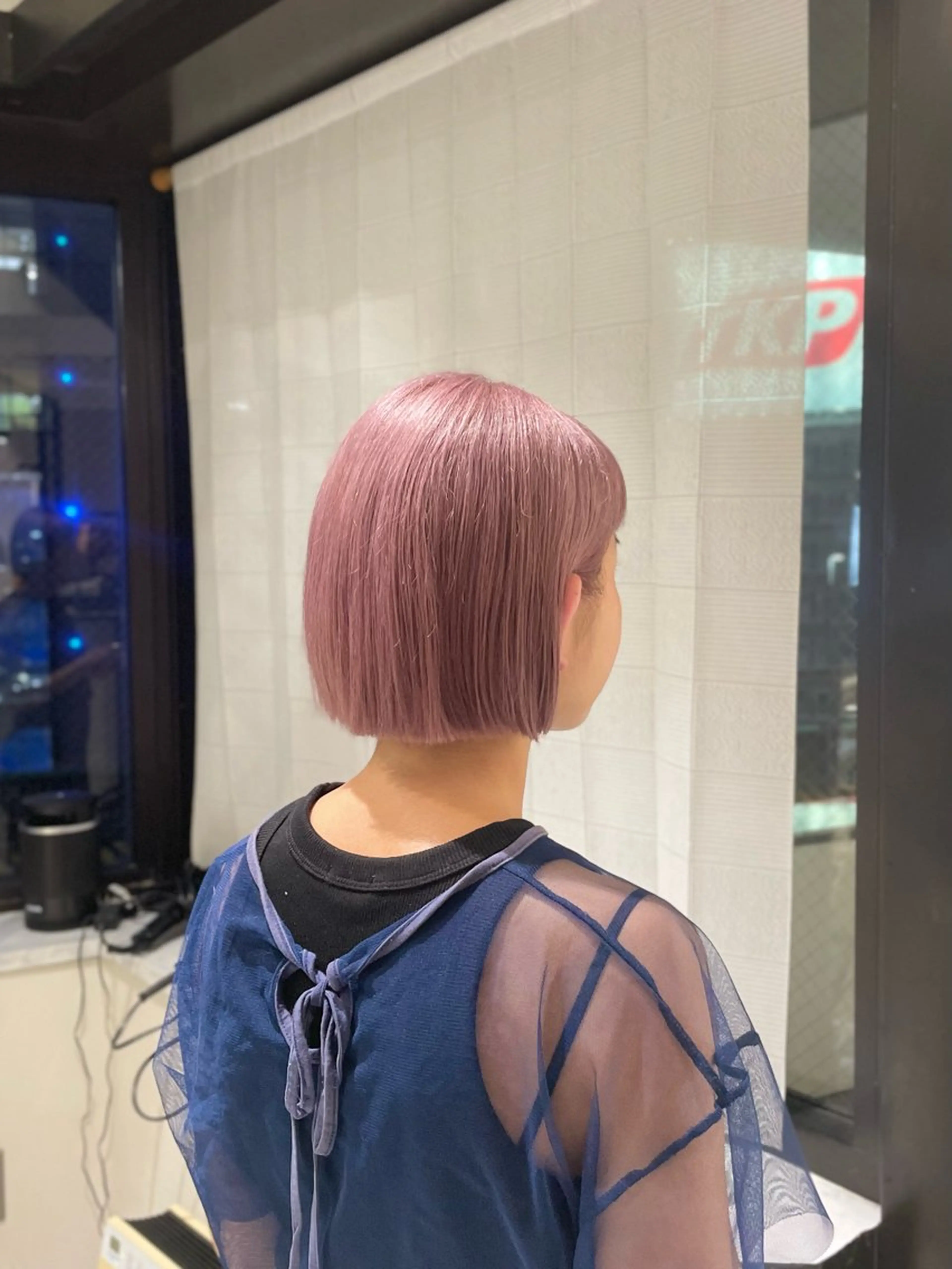 ショート カラー ラベンダーカラー ピンクカラー ピンクラベンダー ボブ ヘアカラー トリートメント fuka/梅田/ ミルクティーベージュのヘアスタイル