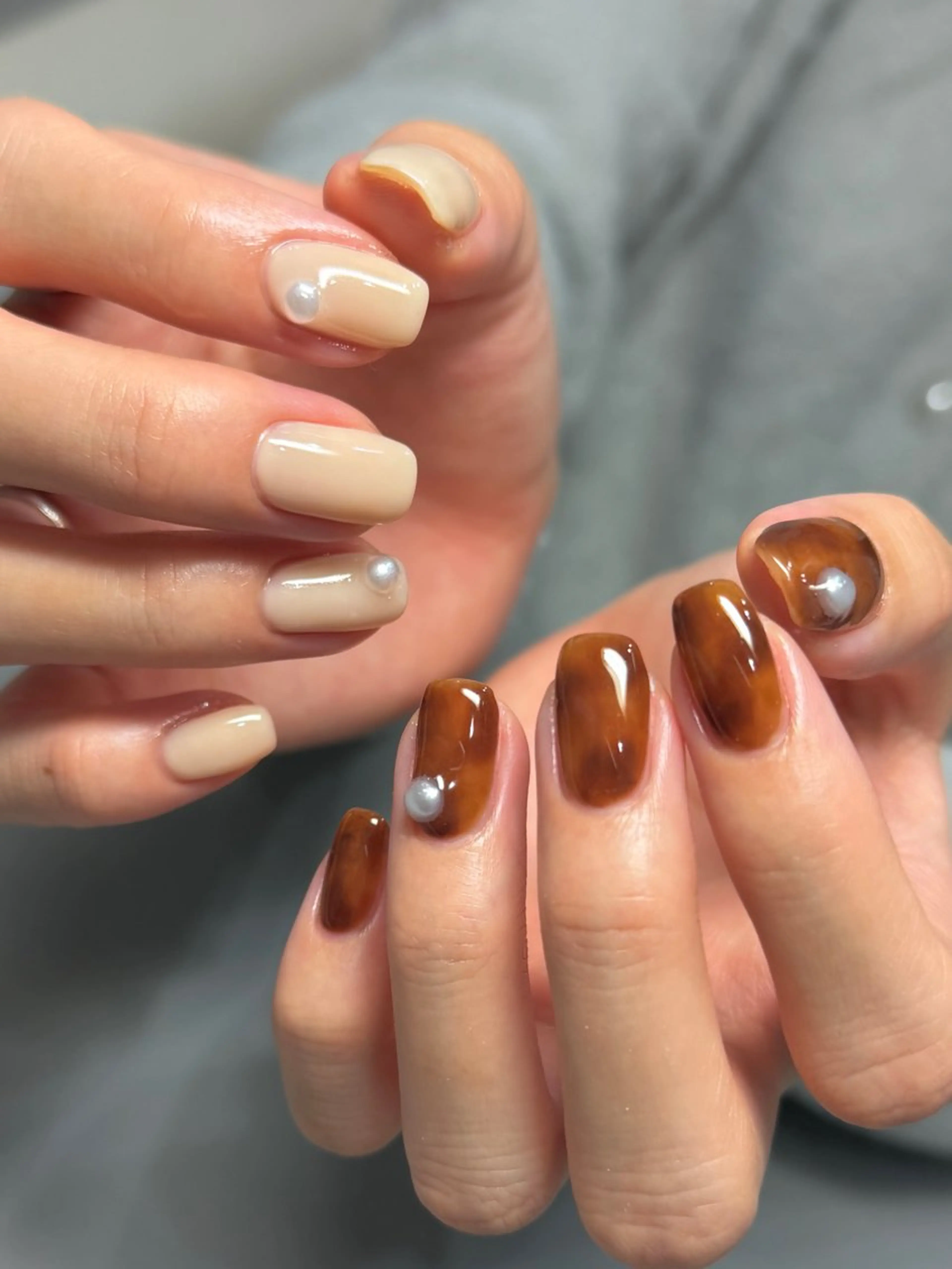 ネイル べっ甲ネイル ニュアンスネイル ワンカラーネイル ハンドネイル REHTOF ｜朝7時Open☀️のネイルデザイン
