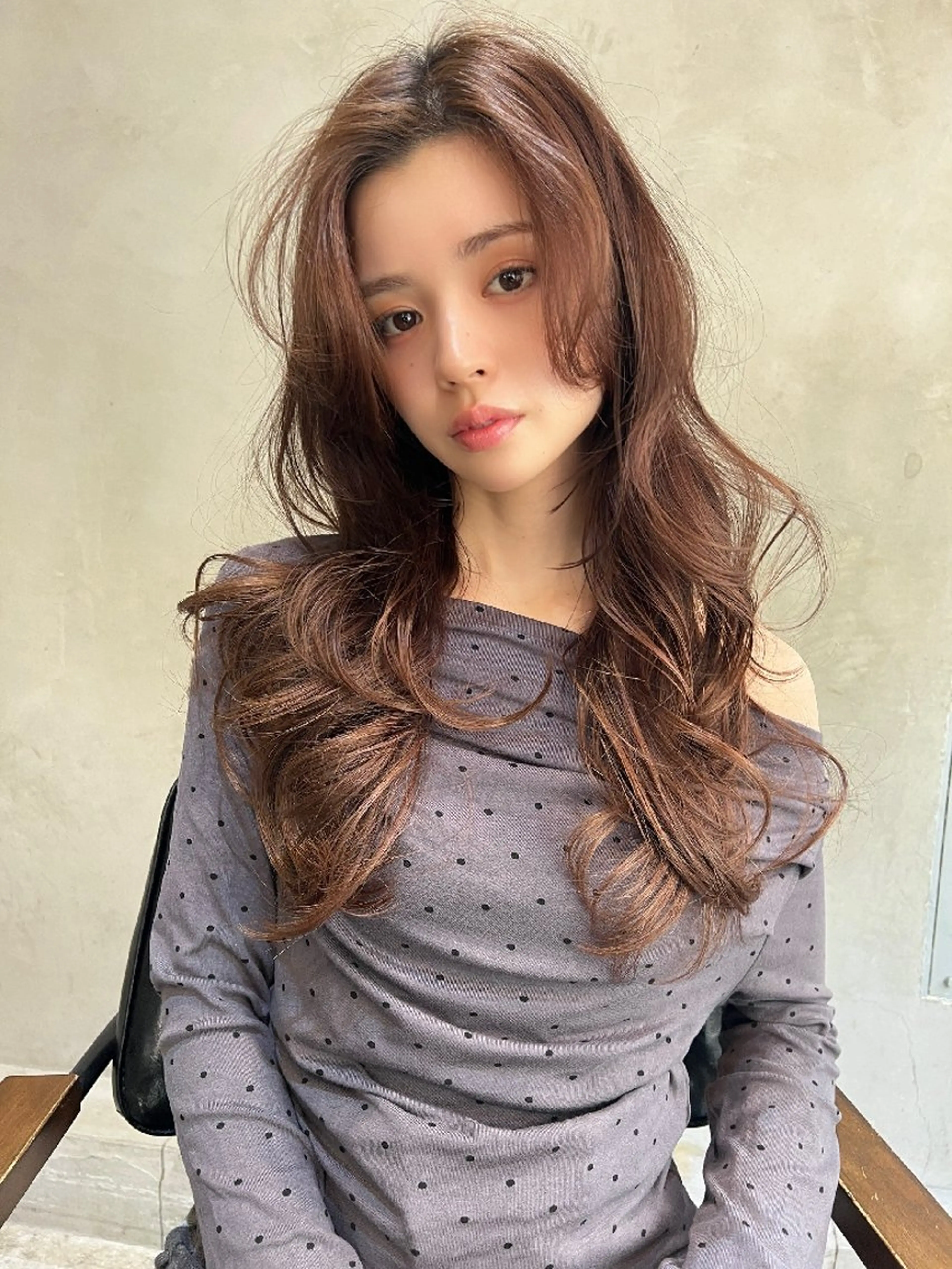 カラー ミディアム カット ヘアカラー トリートメント 髪質改善／レイヤー /柔らかさ/清水のヘアスタイル