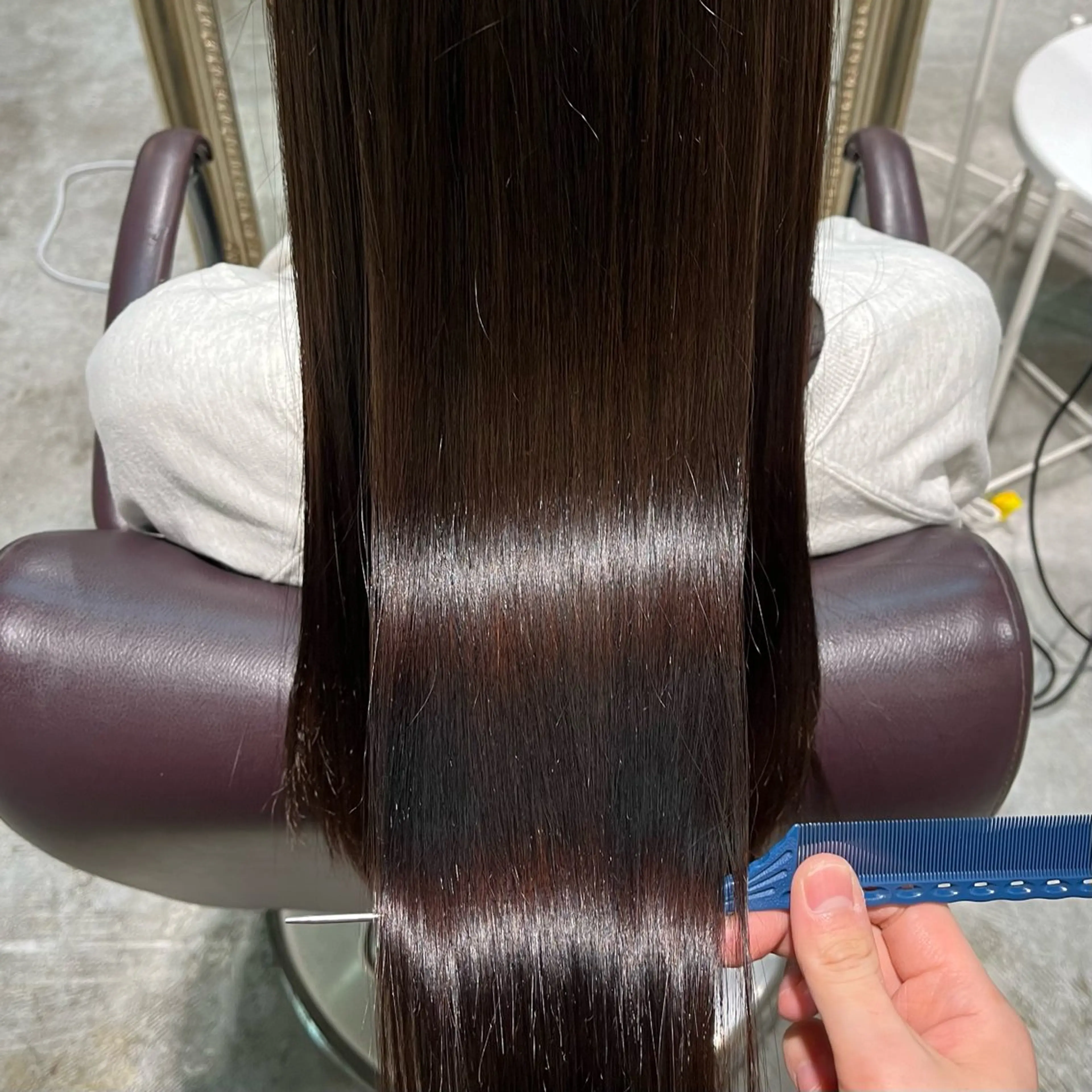 ロング 髪質改善 トリートメント ヘアカラー トリートメント フェザーパーマ🌙 毛流れ yuzukiのヘアスタイル