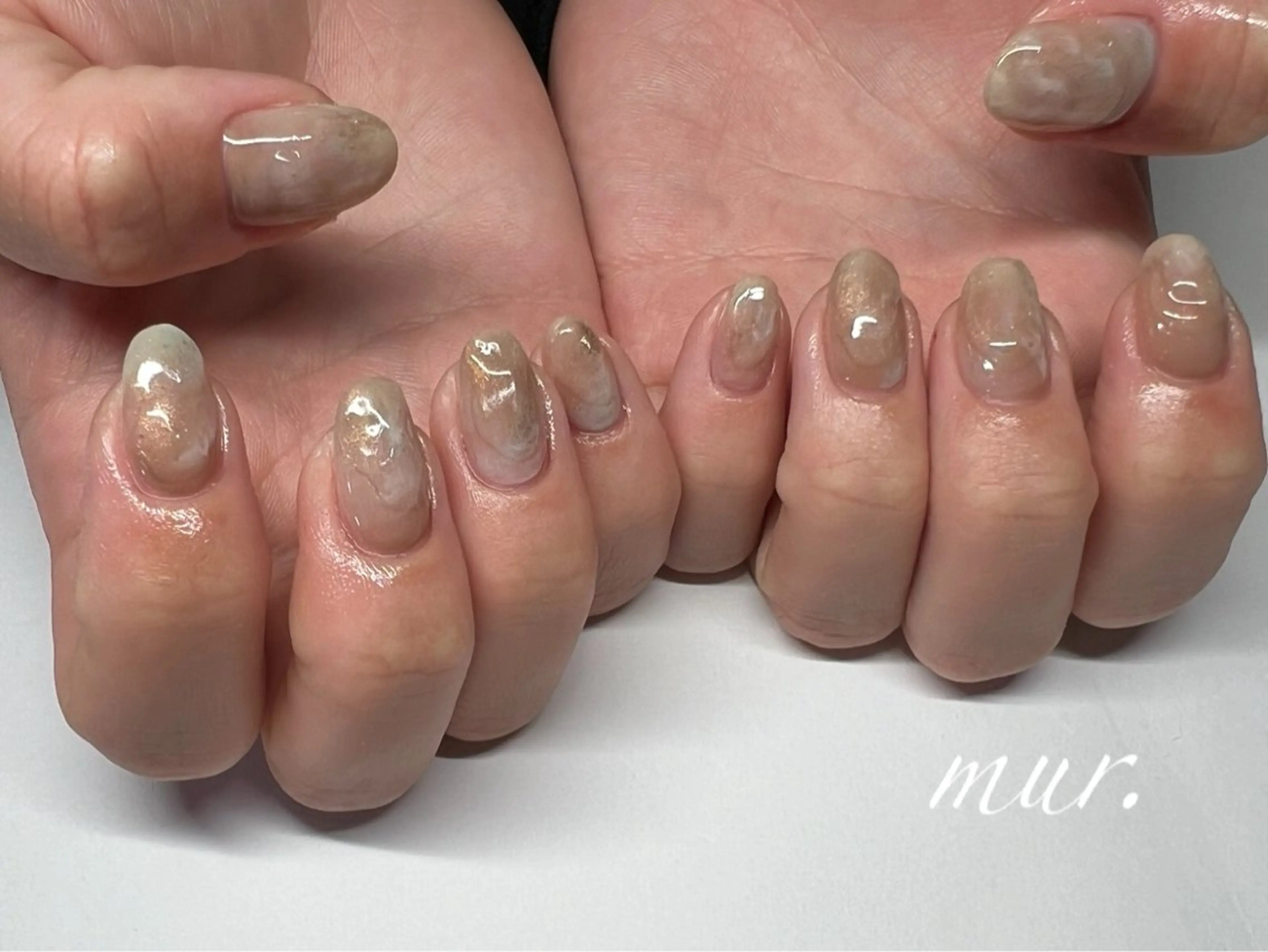 ネイル ジェルネイル ラメ(グリッター) ニュアンスネイル オフィスネイル ぷっくりネイル nailsalon mur.のネイルデザイン