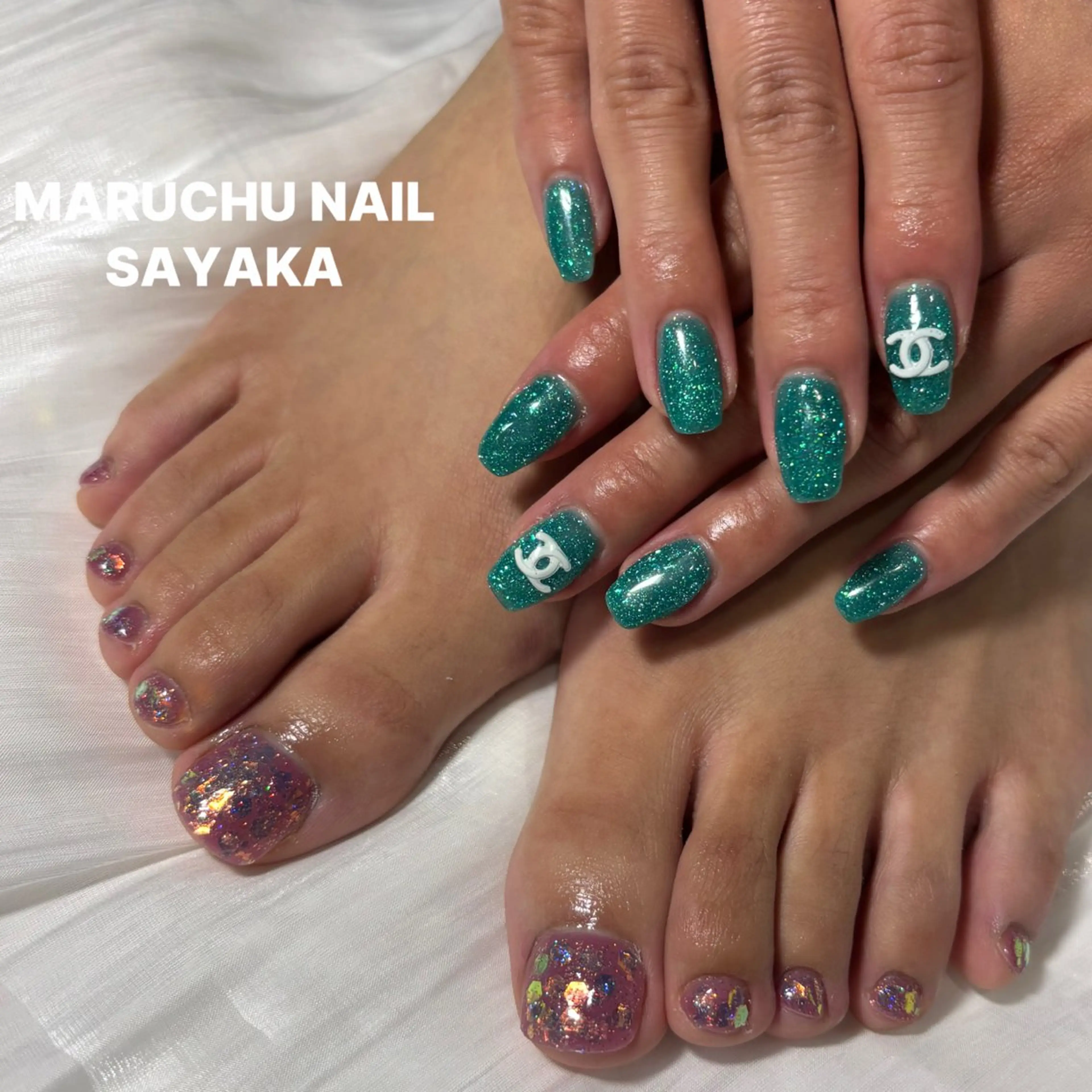 ネイル フットネイル ラメ(グリッター) ワンカラーネイル MARUCHU💋 SAYAKAのネイルデザイン