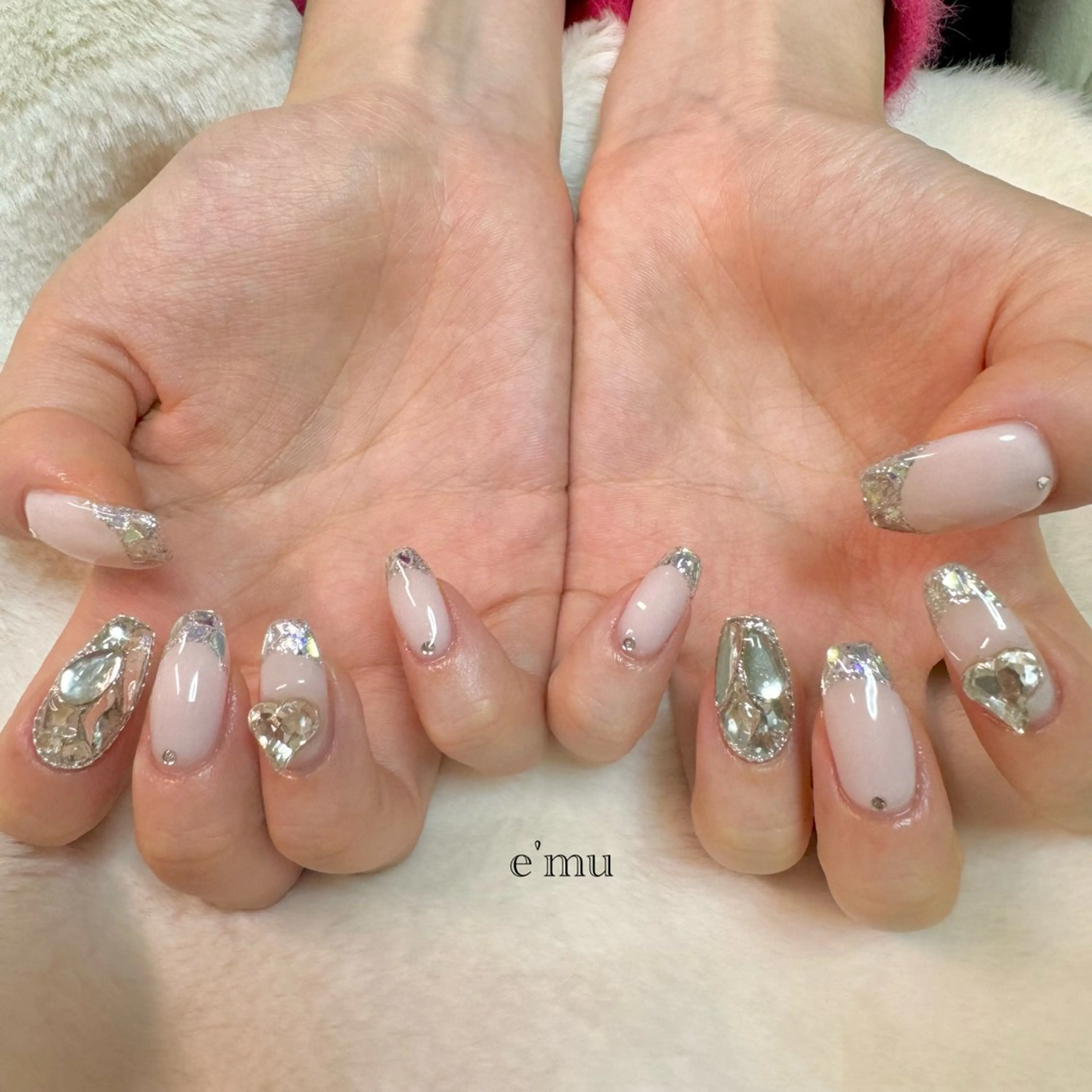 ネイル フレンチネイル ガラスフレンチ ハンドネイル nail salon e'mu💐のネイルデザイン