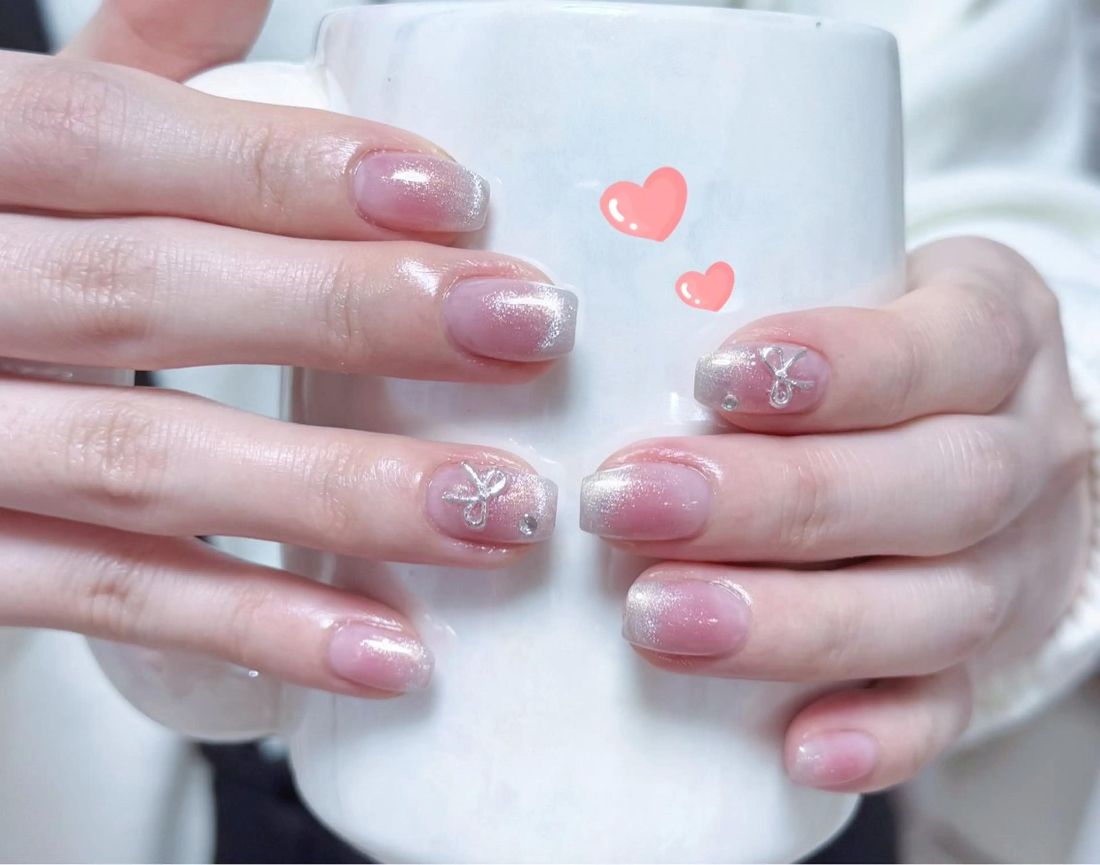 ネイル アートネイル オーロラネイル チークネイル フレンチネイル ガラスフレンチ ハンドネイル 🎀🎀YooLi Nail Salonのネイルデザイン