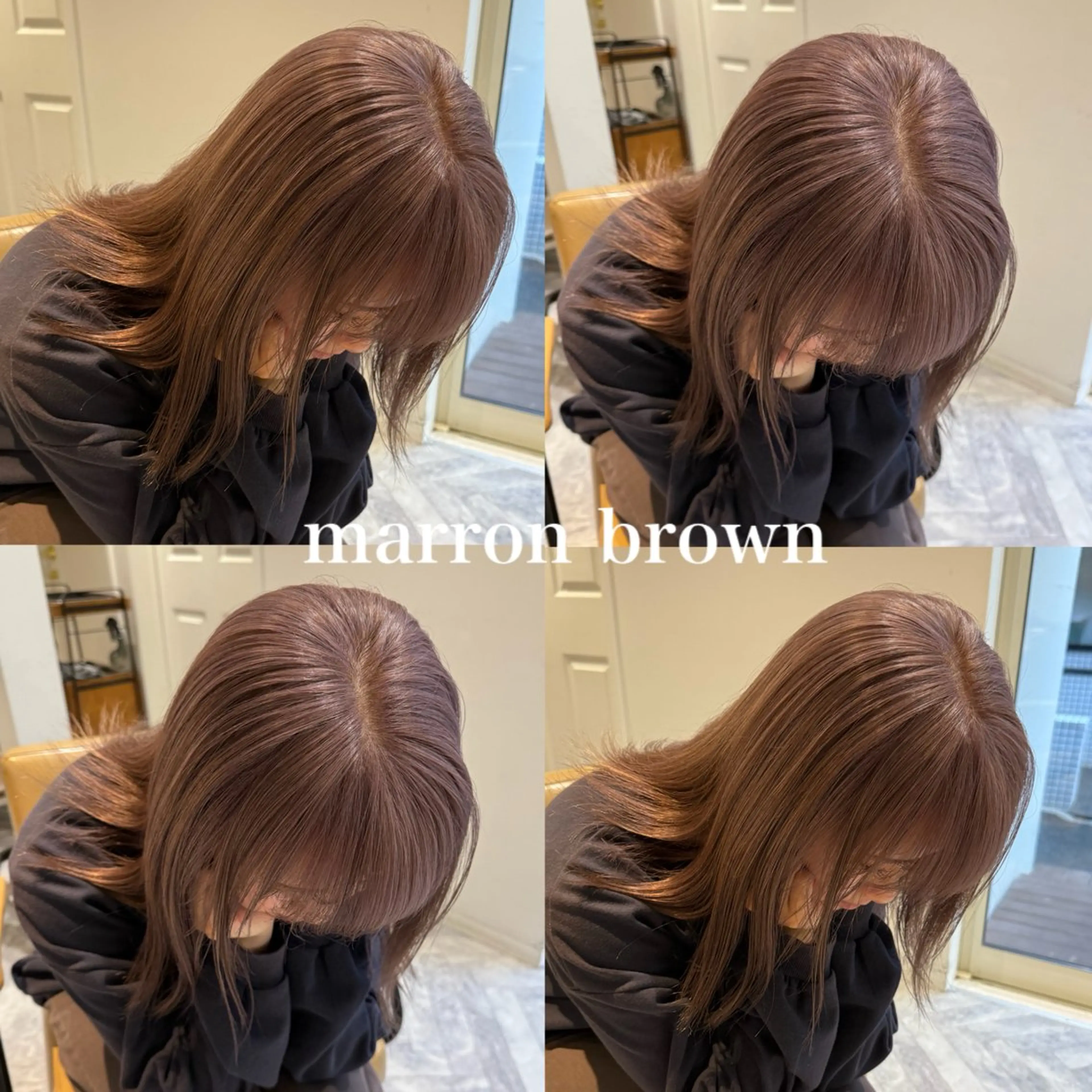 セミロング カラー ミルクティー× グレージュMOMOのヘアスタイル