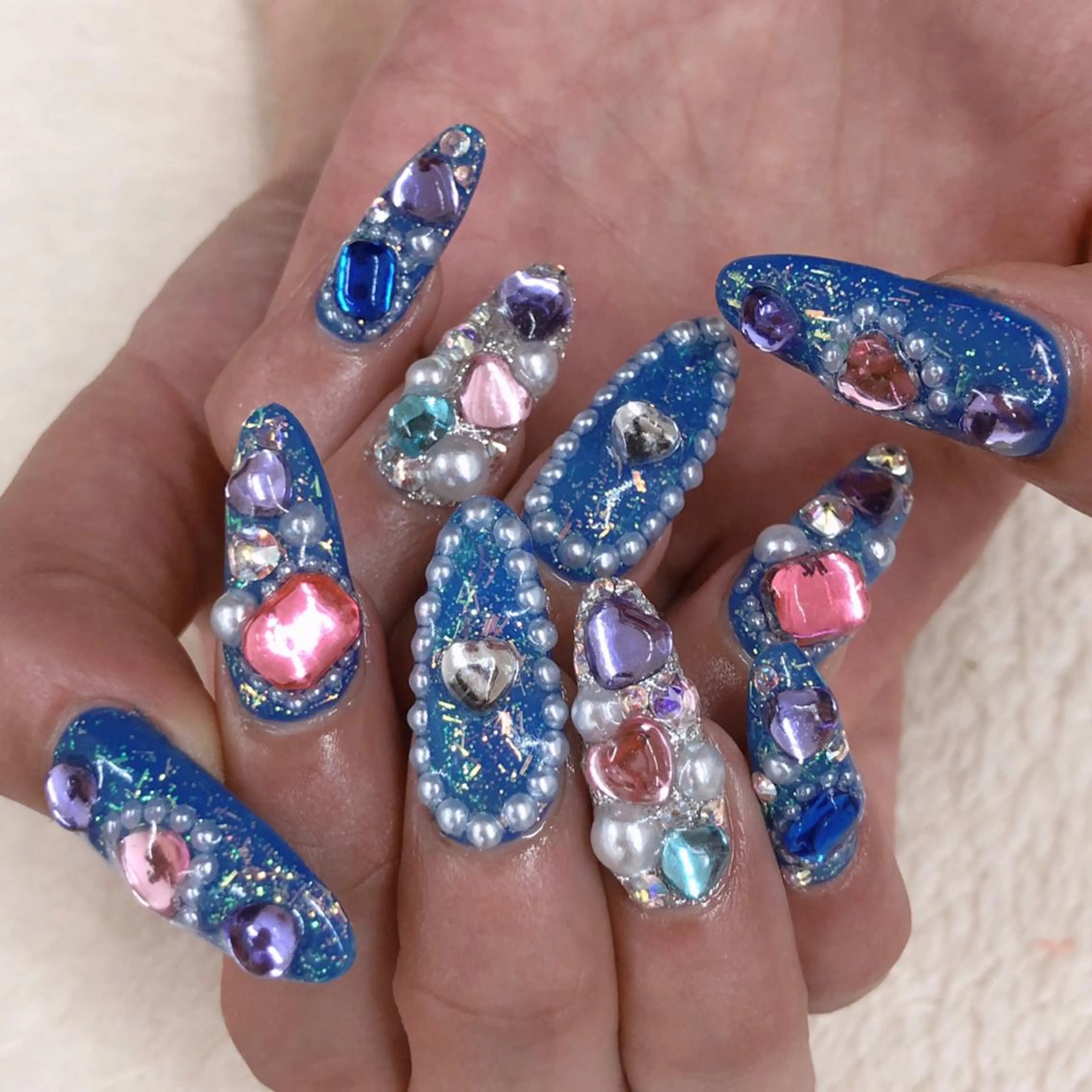 ネイル ブルー ハンドネイル MAYME所属・MAYME TAMAKIのネイルデザイン