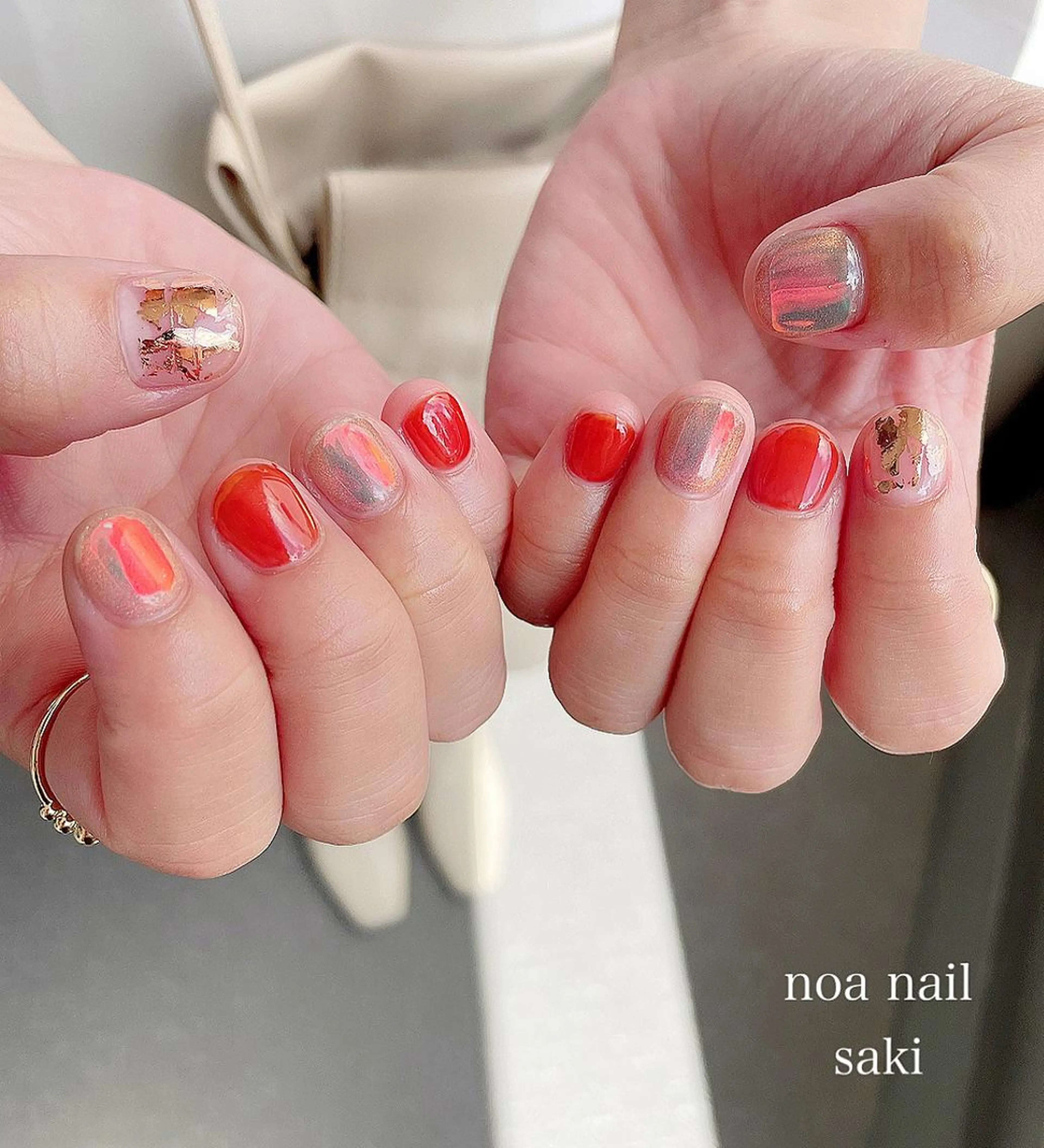 ネイル アートネイル オーロラネイル ジェルネイル 氷ネイル・うるうるネイル ミラーネイル nailsalon noa所属・nailist sakiのネイルデザイン