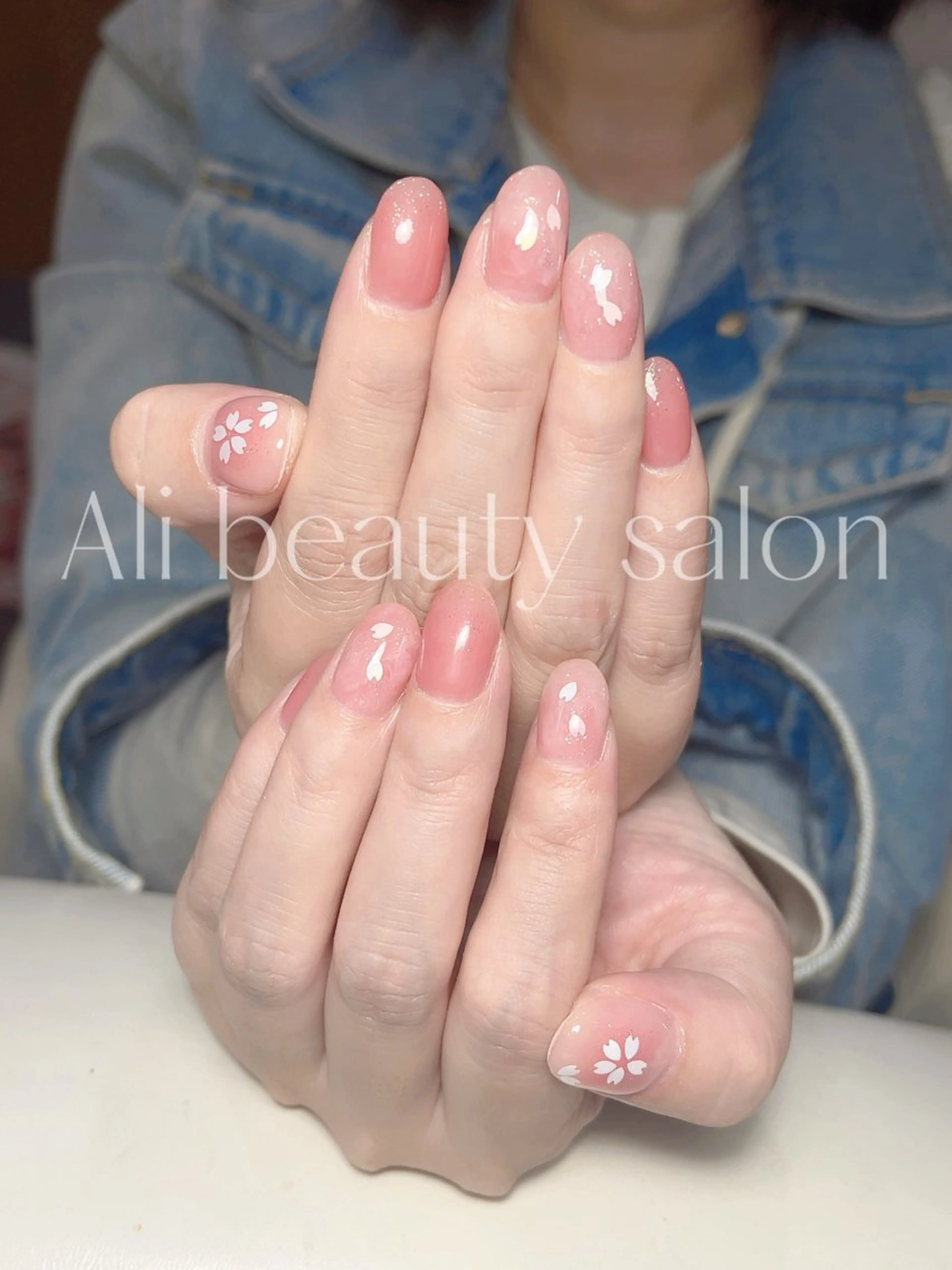 ネイル 桜ネイル シンプルネイル ハンドネイル Ali 新小岩 ネイル専門のネイルデザイン