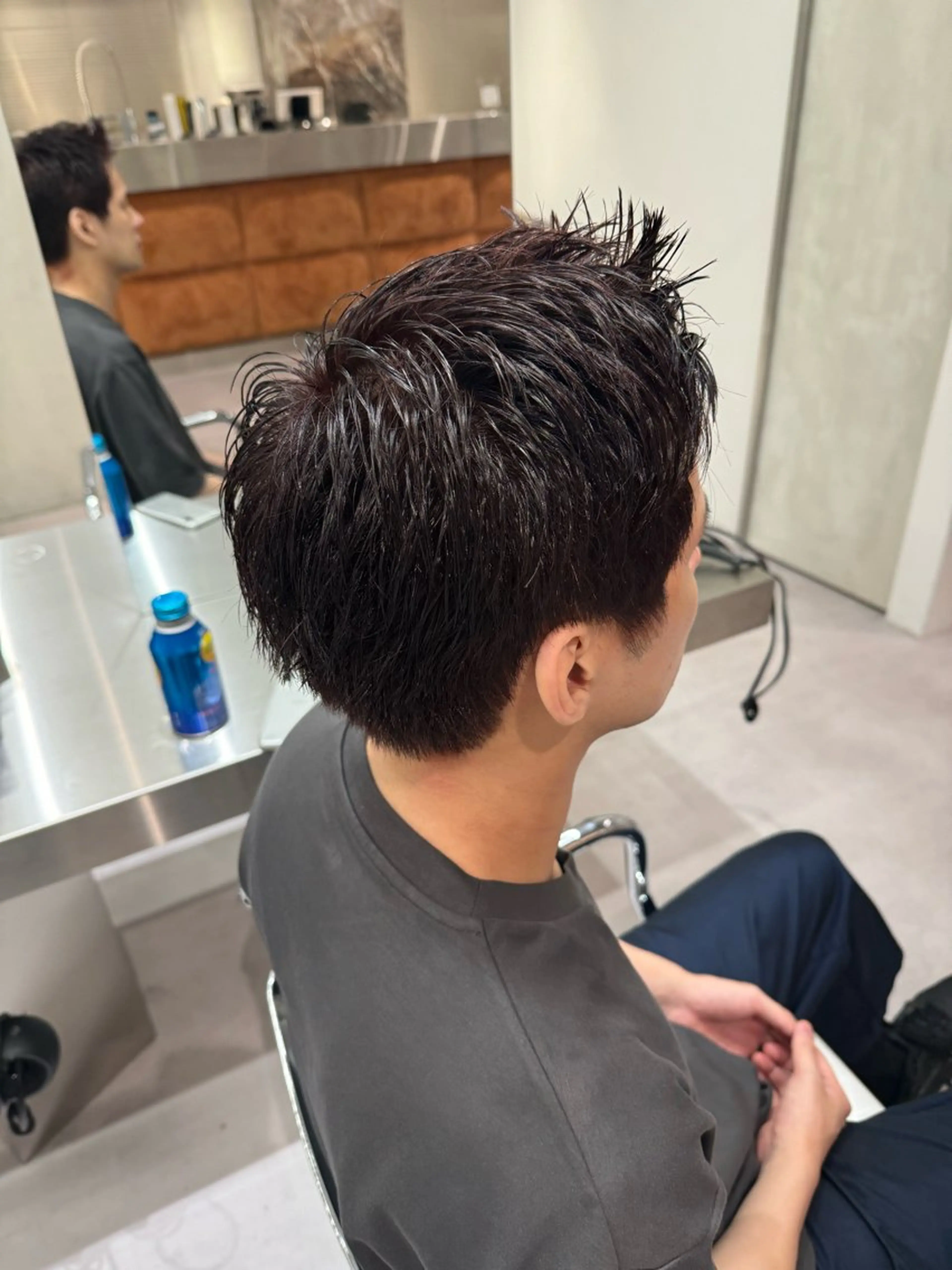 カラー パーマ メンズ 黒髪 レッドカラー ブリーチ/パーマ特化 片平和寿のヘアスタイル