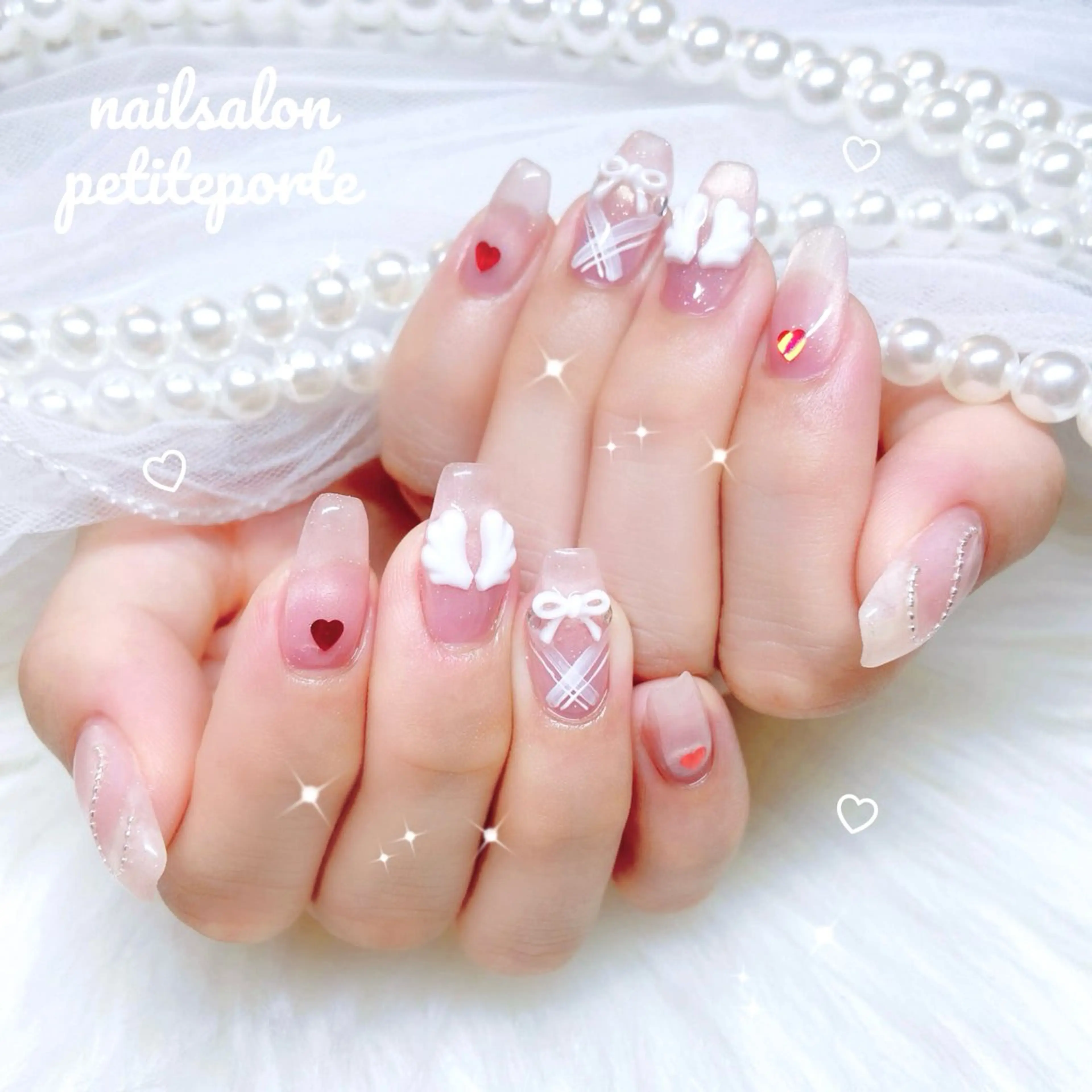 ネイル フラッシュネイル フラッシュマグ ハート マグネットネイル ピンク ハンドネイル petite porteのネイルデザイン