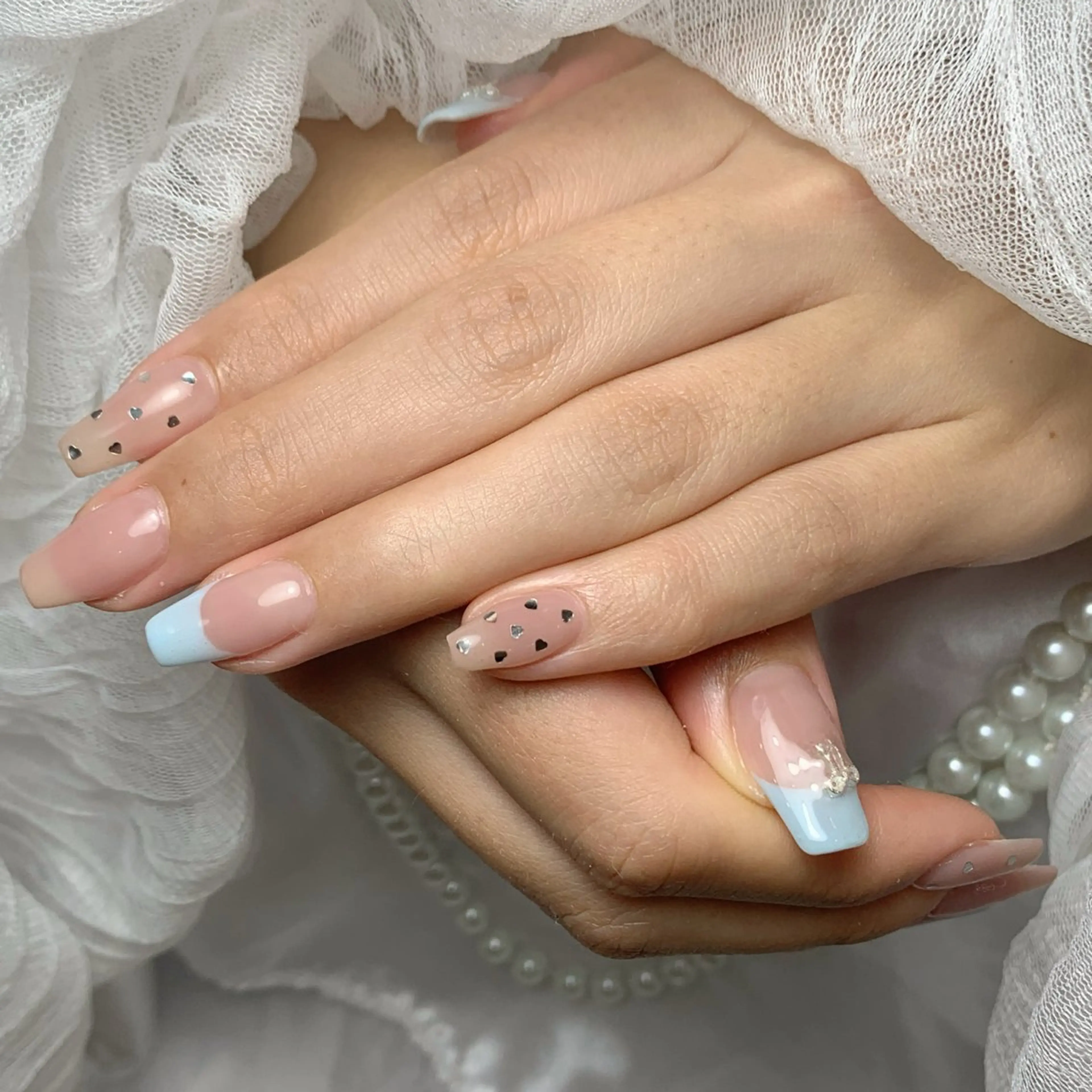 ネイル アートネイル フラッシュネイル フレンチネイル ガラスフレンチ グラデーション ハンドネイル M2 BEAUTY リュウのネイルデザイン